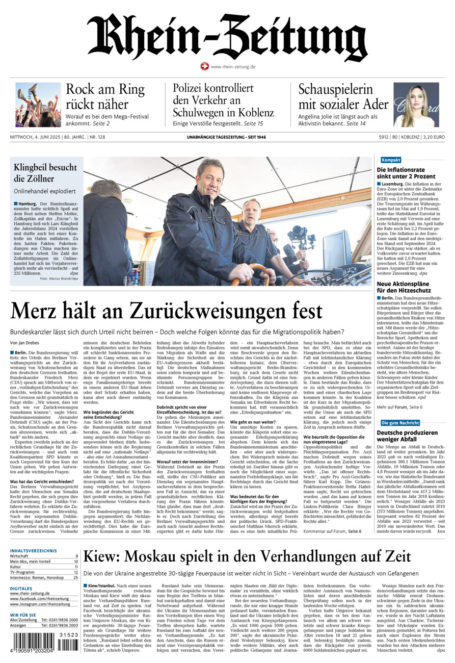 Rhein-Zeitung Koblenz & Region vom Mittwoch, 04.06.2025