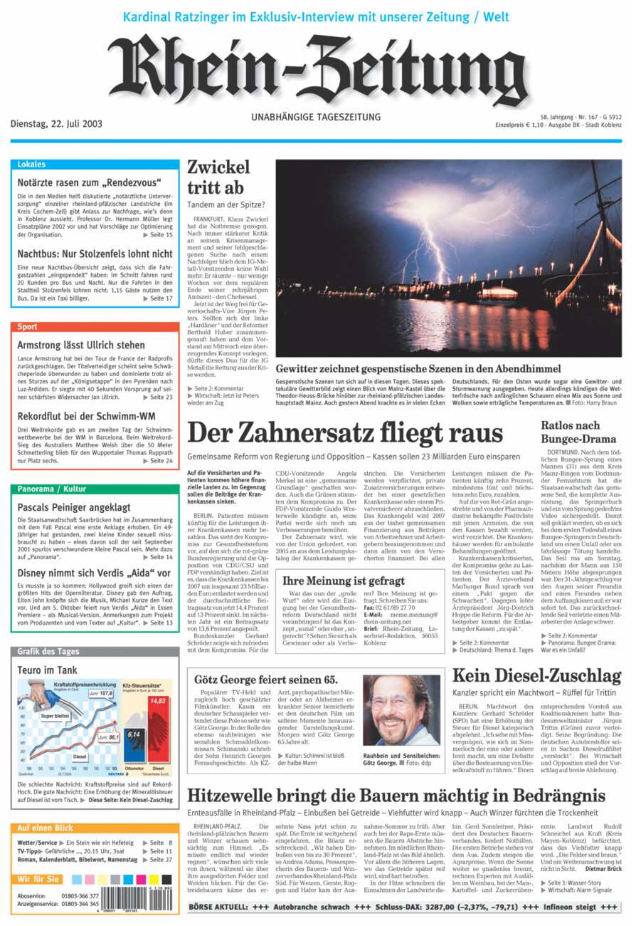 Rhein-Zeitung Koblenz & Region vom Dienstag, 22.07.2003