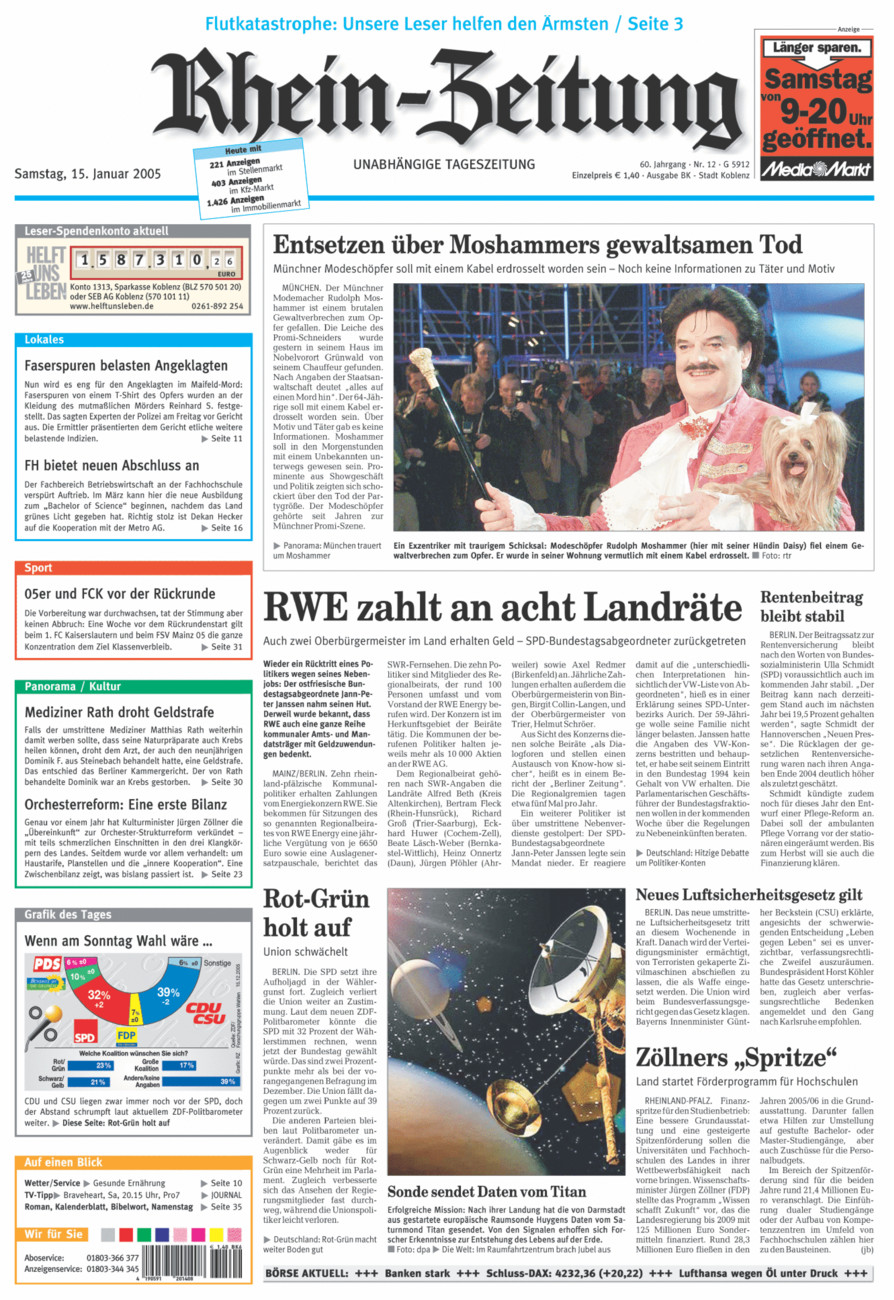 Rhein-Zeitung Koblenz & Region vom Samstag, 15.01.2005
