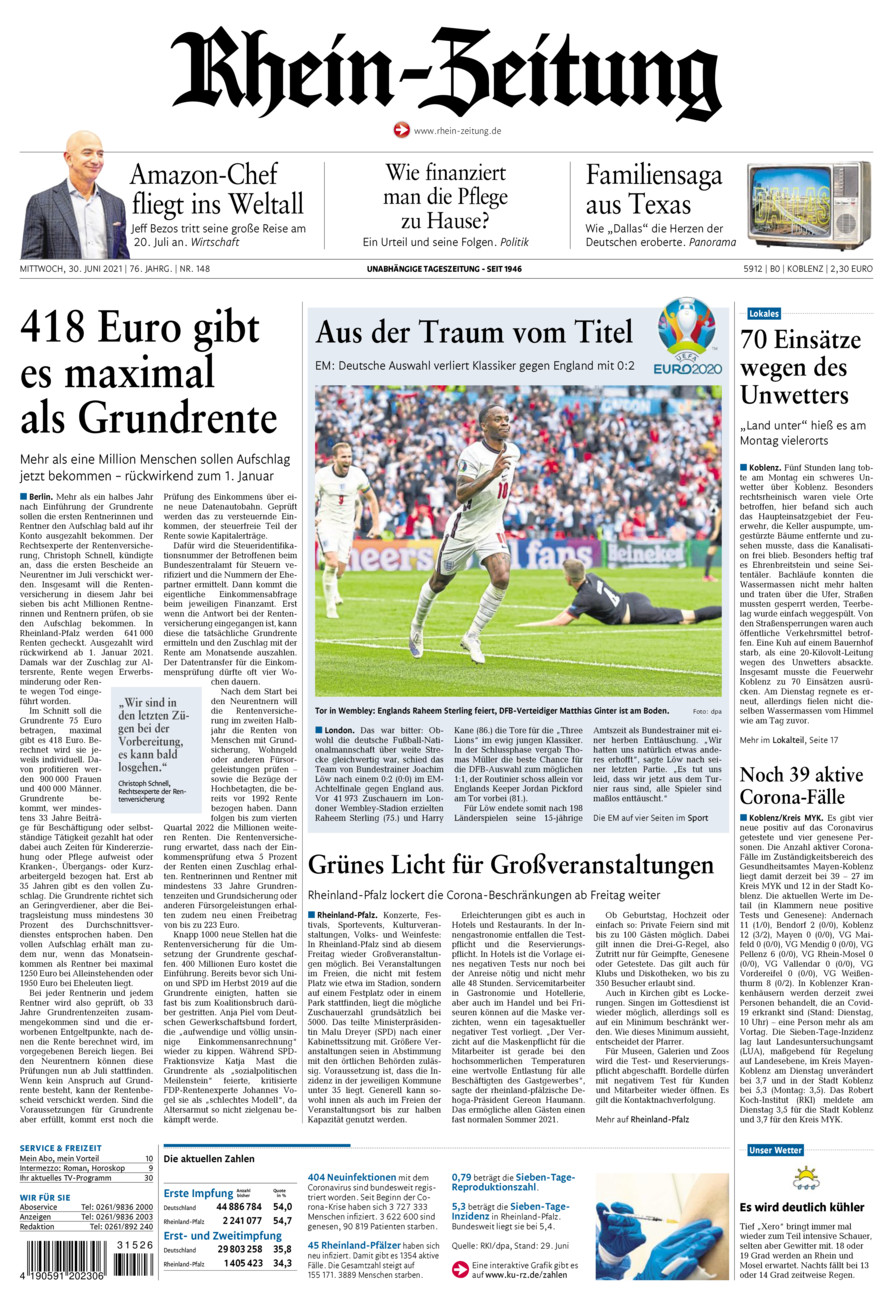 Rhein-Zeitung Koblenz & Region vom Mittwoch, 30.06.2021