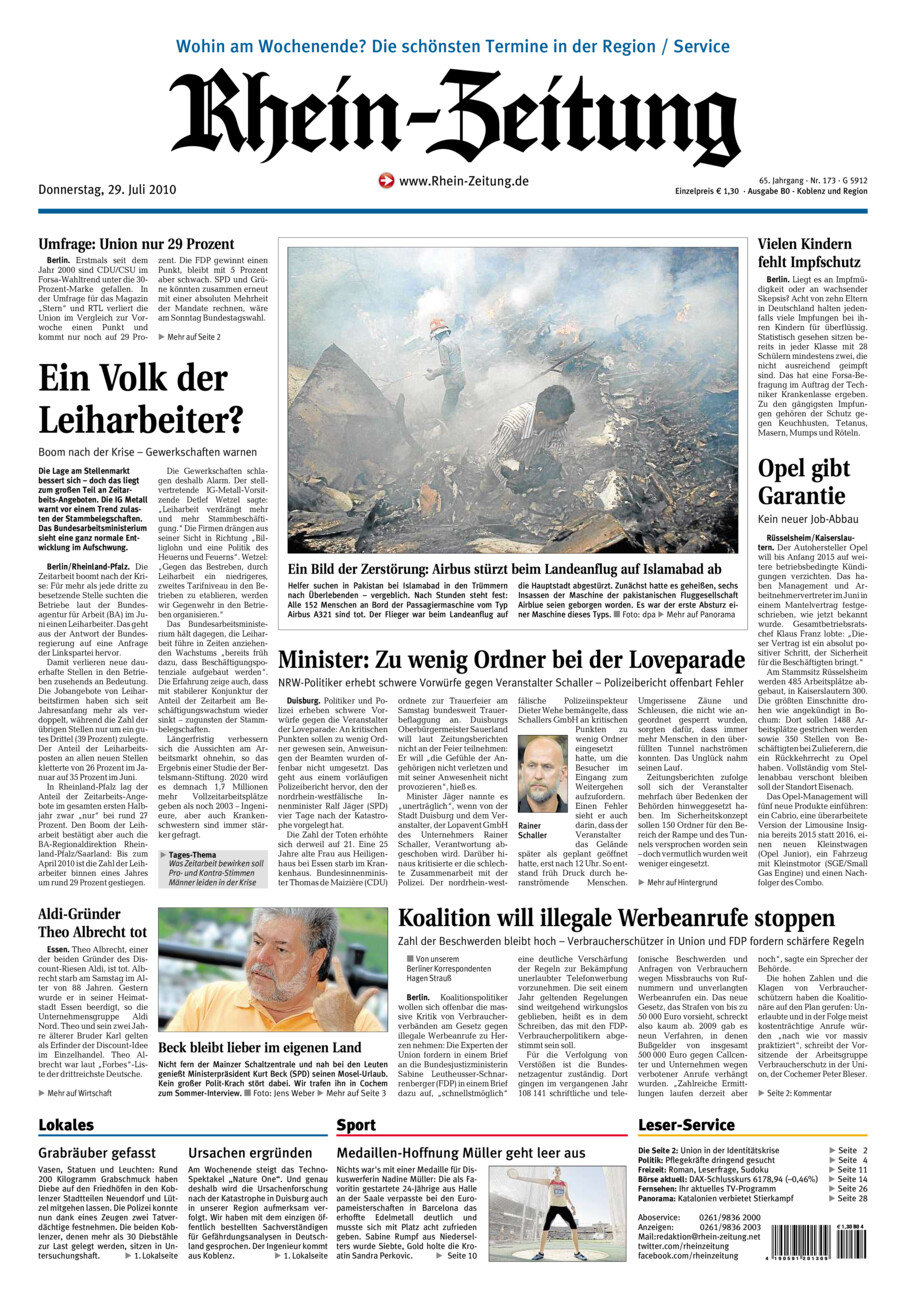 Rhein-Zeitung Koblenz & Region vom Donnerstag, 29.07.2010