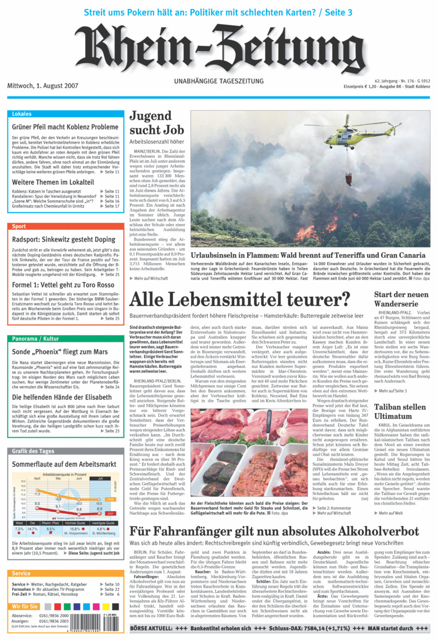 Rhein-Zeitung Koblenz & Region vom Mittwoch, 01.08.2007