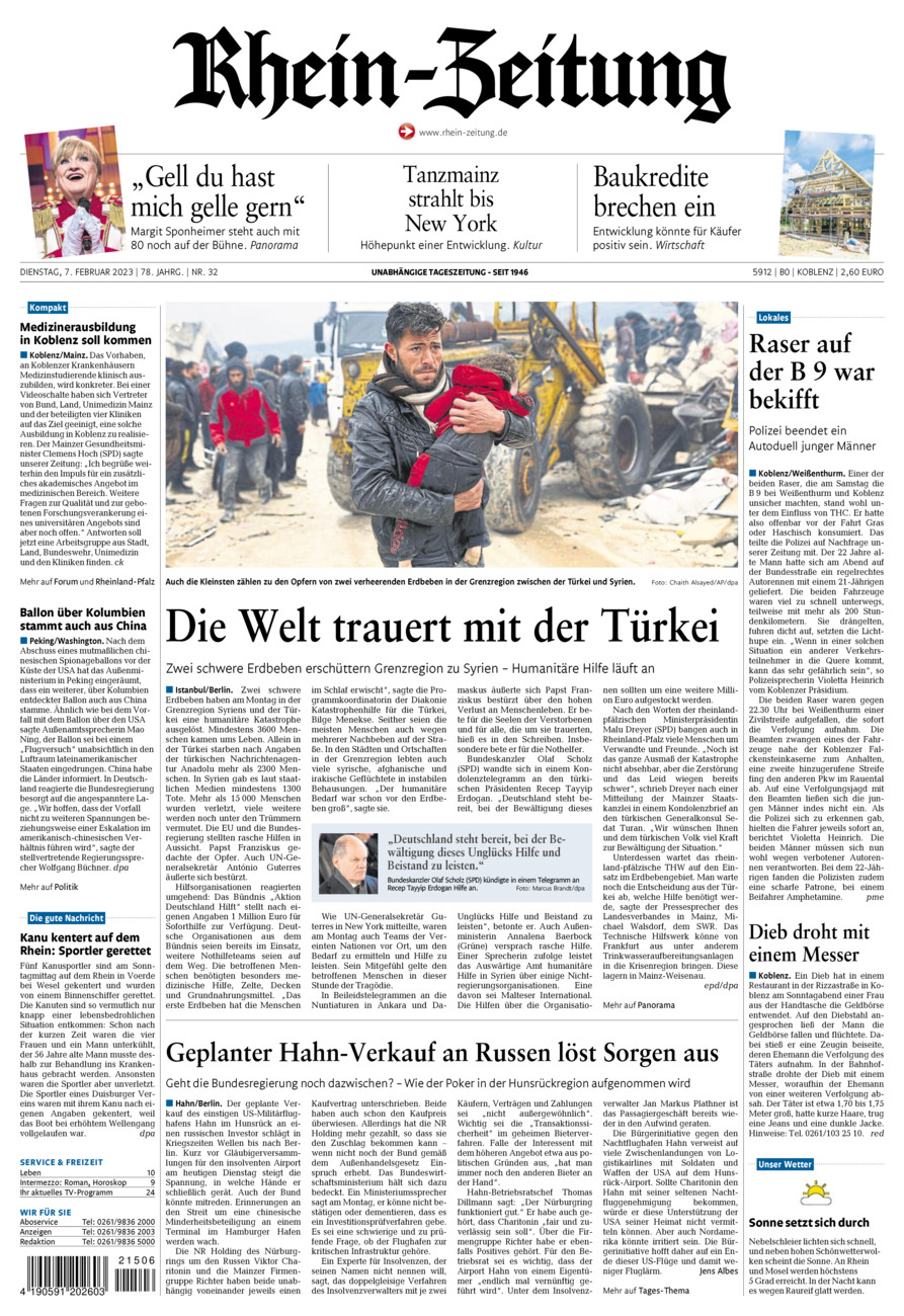 Rhein-Zeitung Koblenz & Region vom Dienstag, 07.02.2023