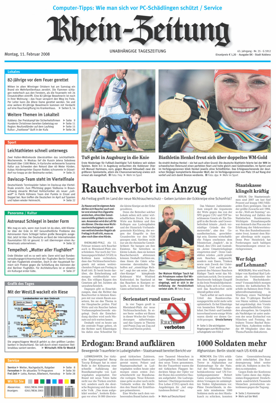 Rhein-Zeitung Koblenz & Region vom Montag, 11.02.2008