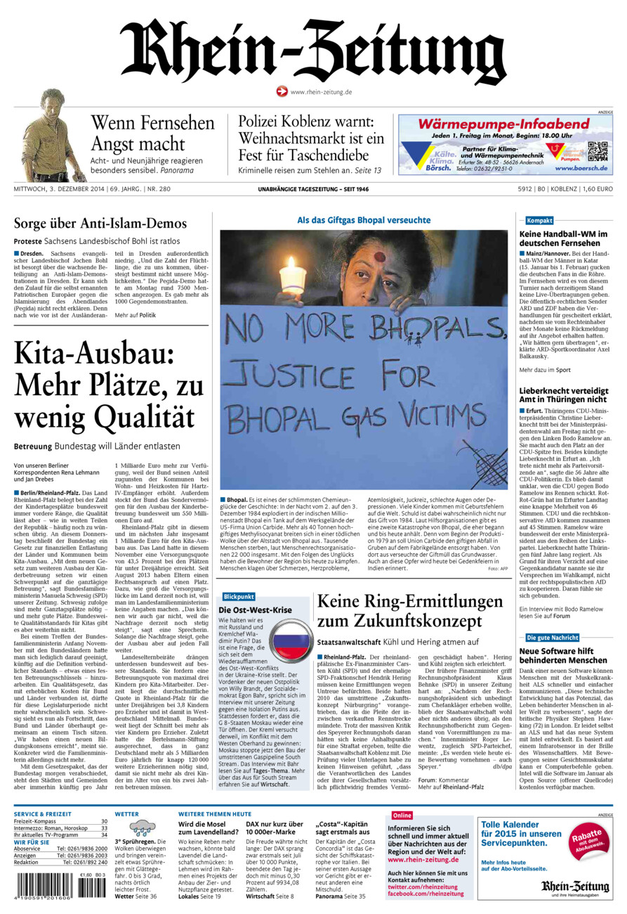Rhein-Zeitung Koblenz & Region vom Mittwoch, 03.12.2014