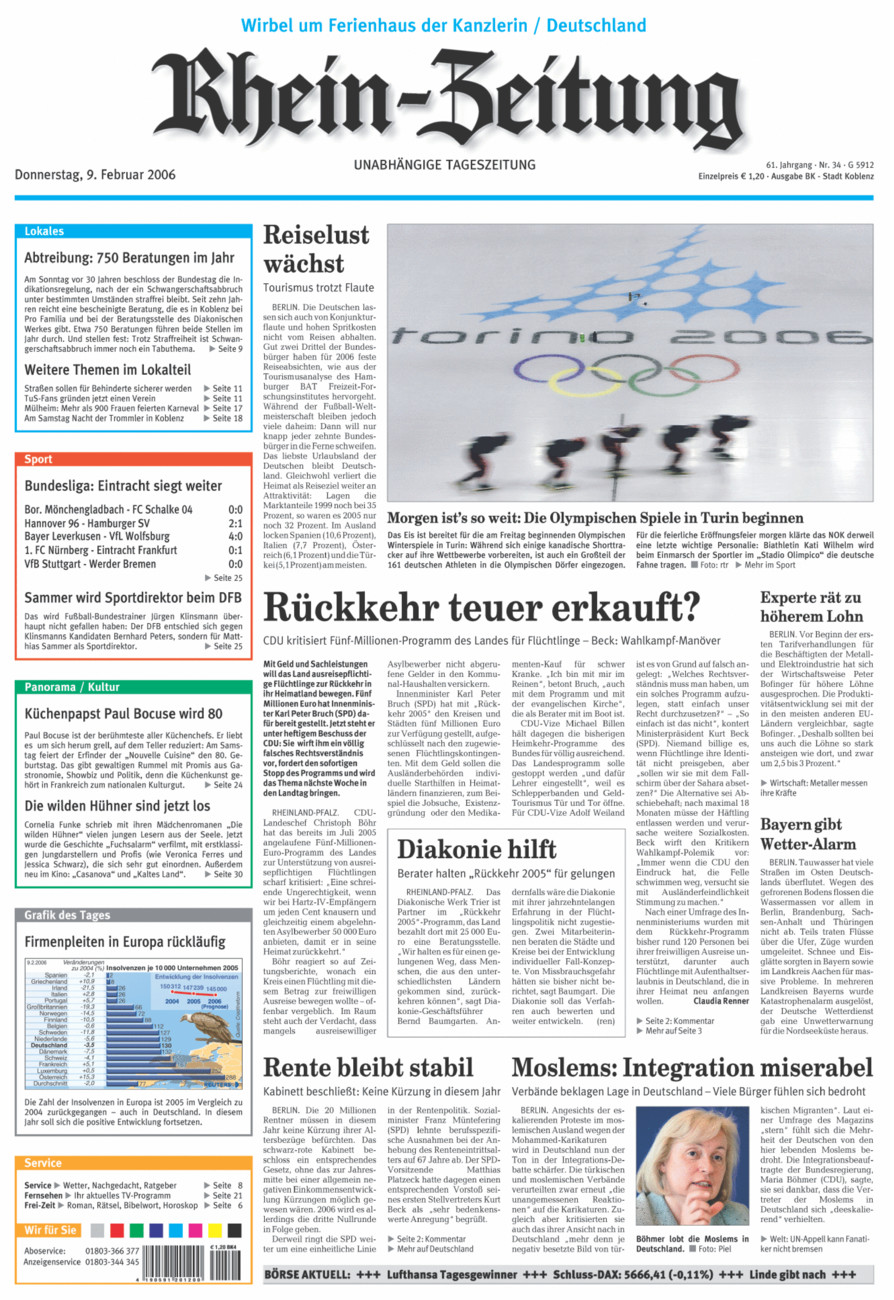 Rhein-Zeitung Koblenz & Region vom Donnerstag, 09.02.2006