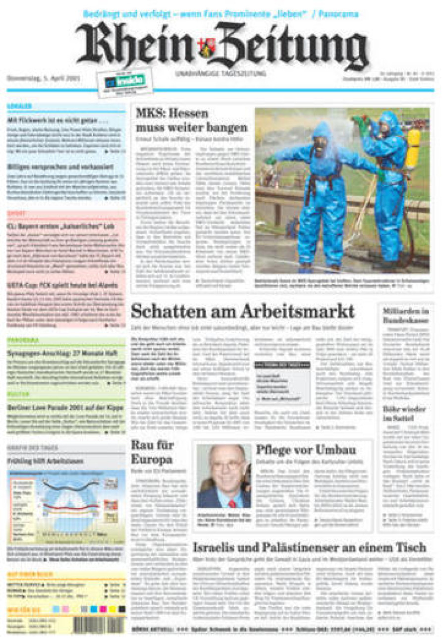 Rhein-Zeitung Koblenz & Region vom Donnerstag, 05.04.2001