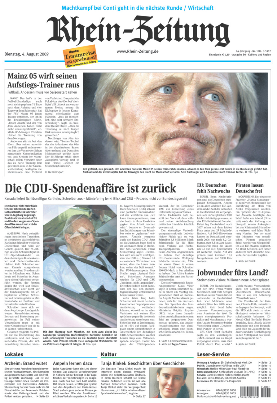 Rhein-Zeitung Koblenz & Region vom Dienstag, 04.08.2009