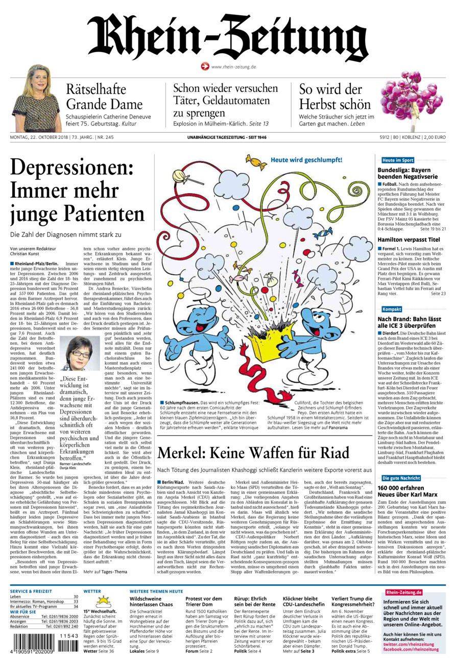 Rhein-Zeitung Koblenz & Region vom Montag, 22.10.2018