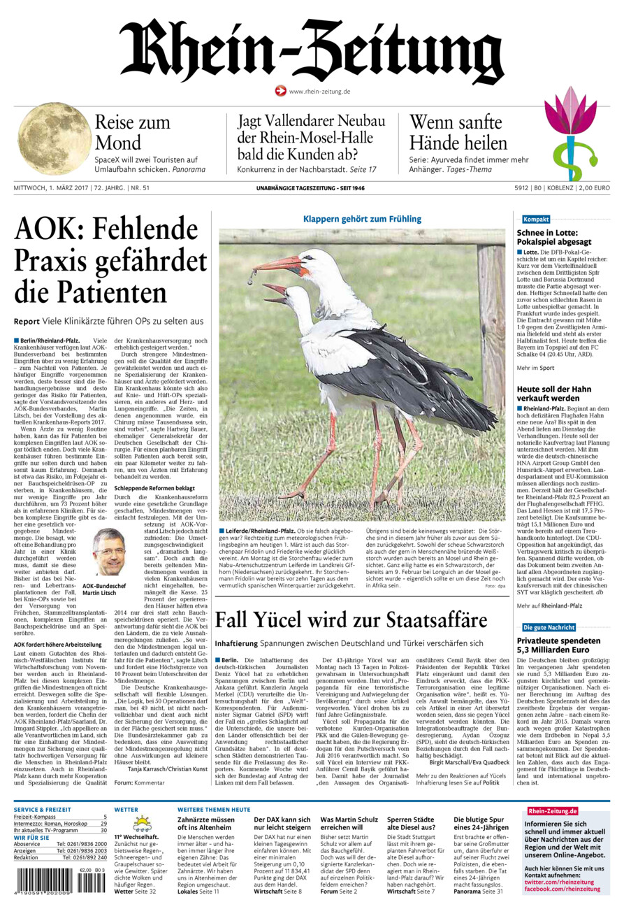 Rhein-Zeitung Koblenz & Region vom Mittwoch, 01.03.2017
