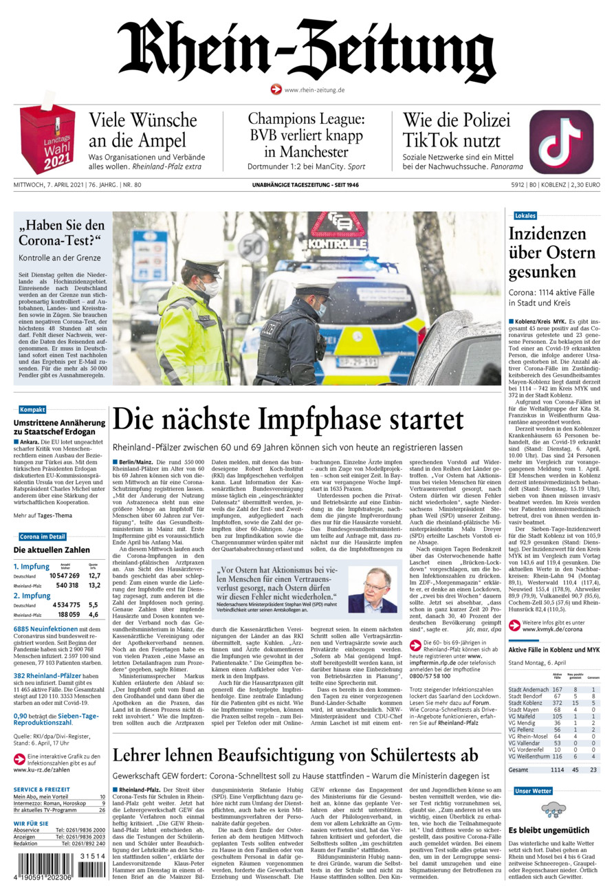 Rhein-Zeitung Koblenz & Region vom Mittwoch, 07.04.2021