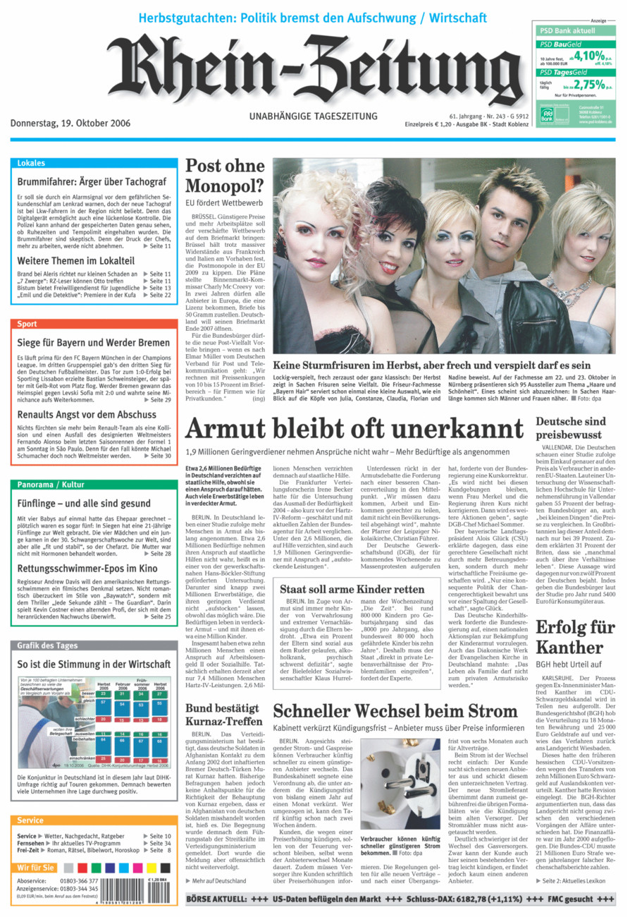 Rhein-Zeitung Koblenz & Region vom Donnerstag, 19.10.2006