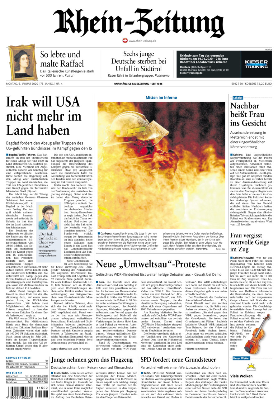 Rhein-Zeitung Koblenz & Region vom Montag, 06.01.2020