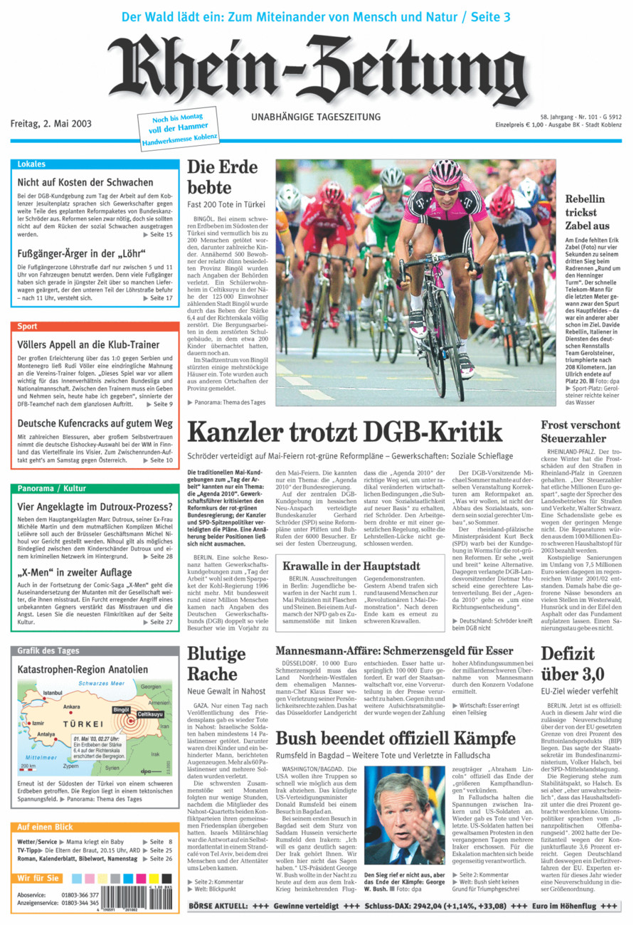 Rhein-Zeitung Koblenz & Region vom Freitag, 02.05.2003