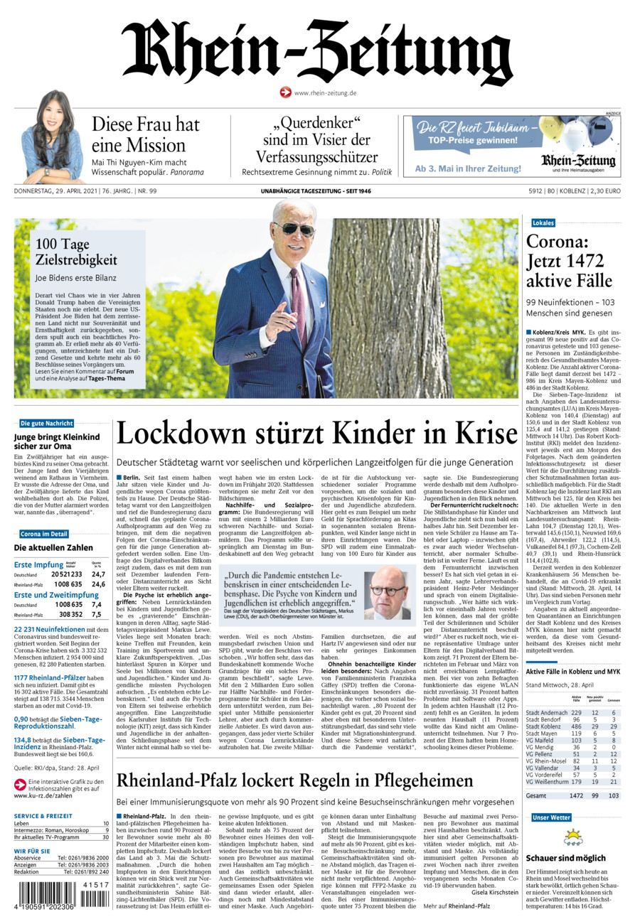 Rhein-Zeitung Koblenz & Region vom Donnerstag, 29.04.2021