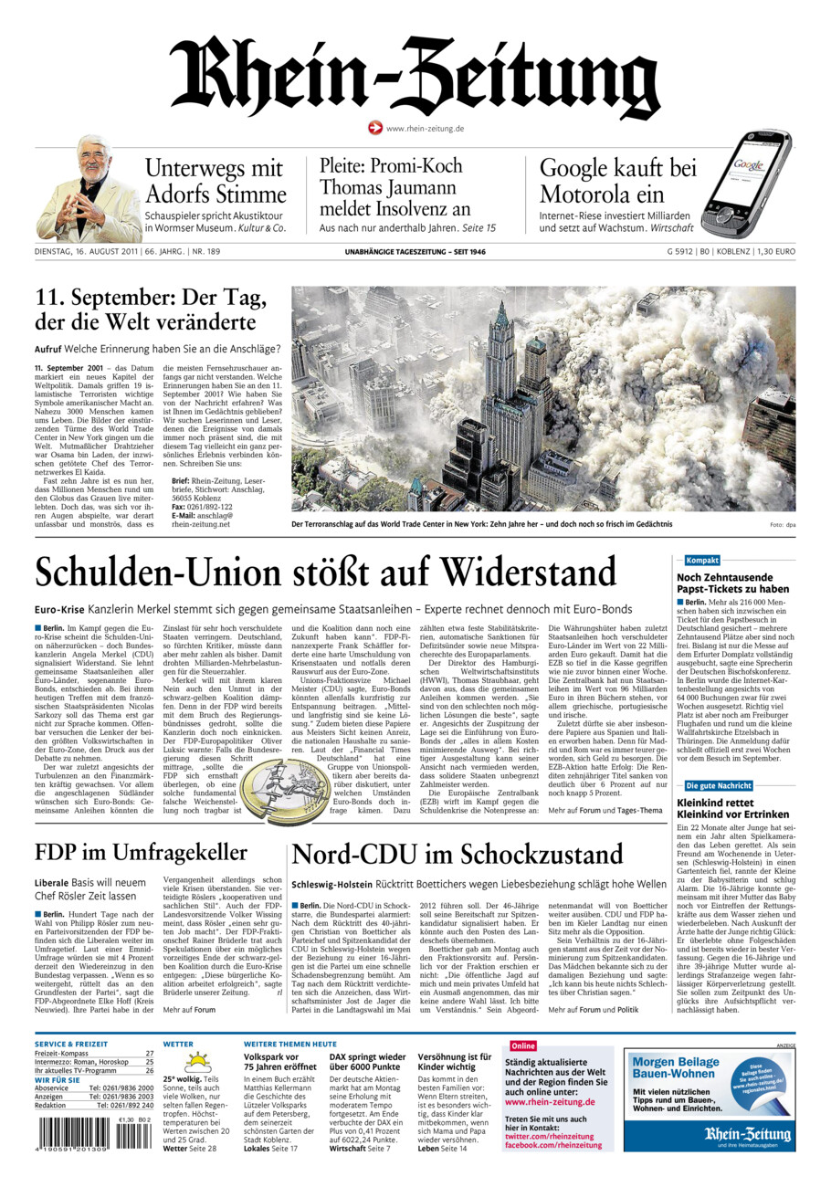 Rhein-Zeitung Koblenz & Region vom Dienstag, 16.08.2011