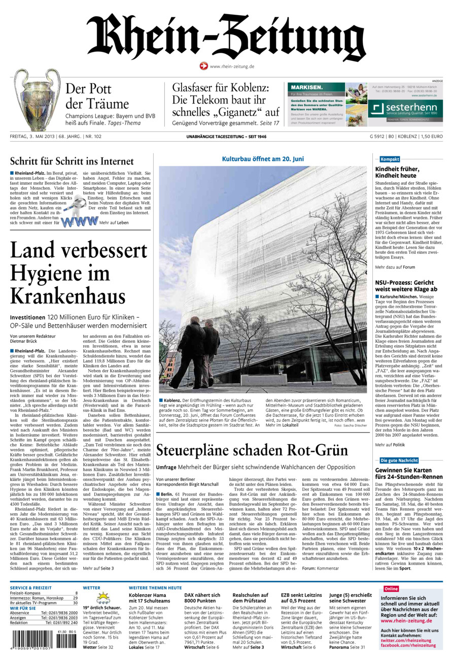 Rhein-Zeitung Koblenz & Region vom Freitag, 03.05.2013