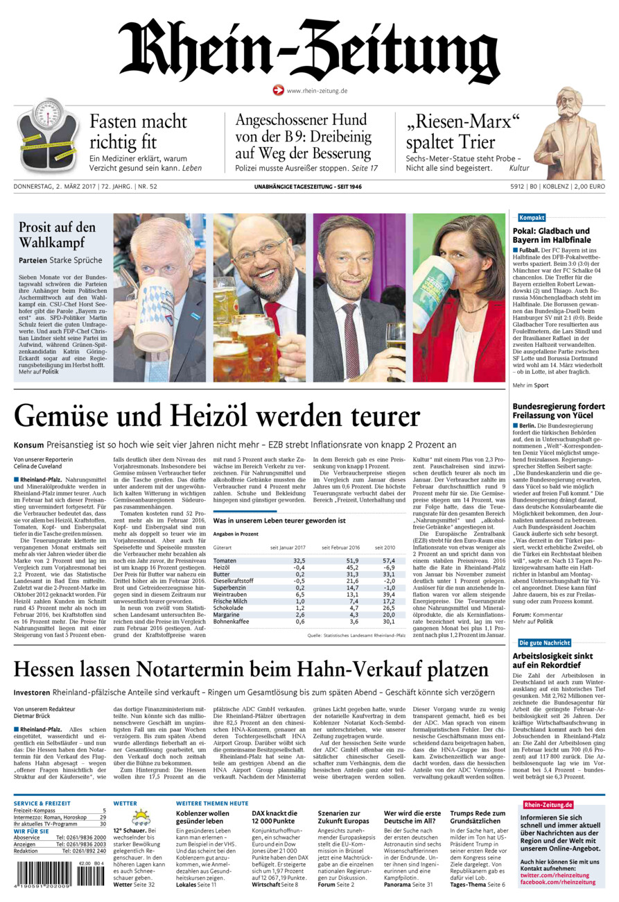 Rhein-Zeitung Koblenz & Region vom Donnerstag, 02.03.2017
