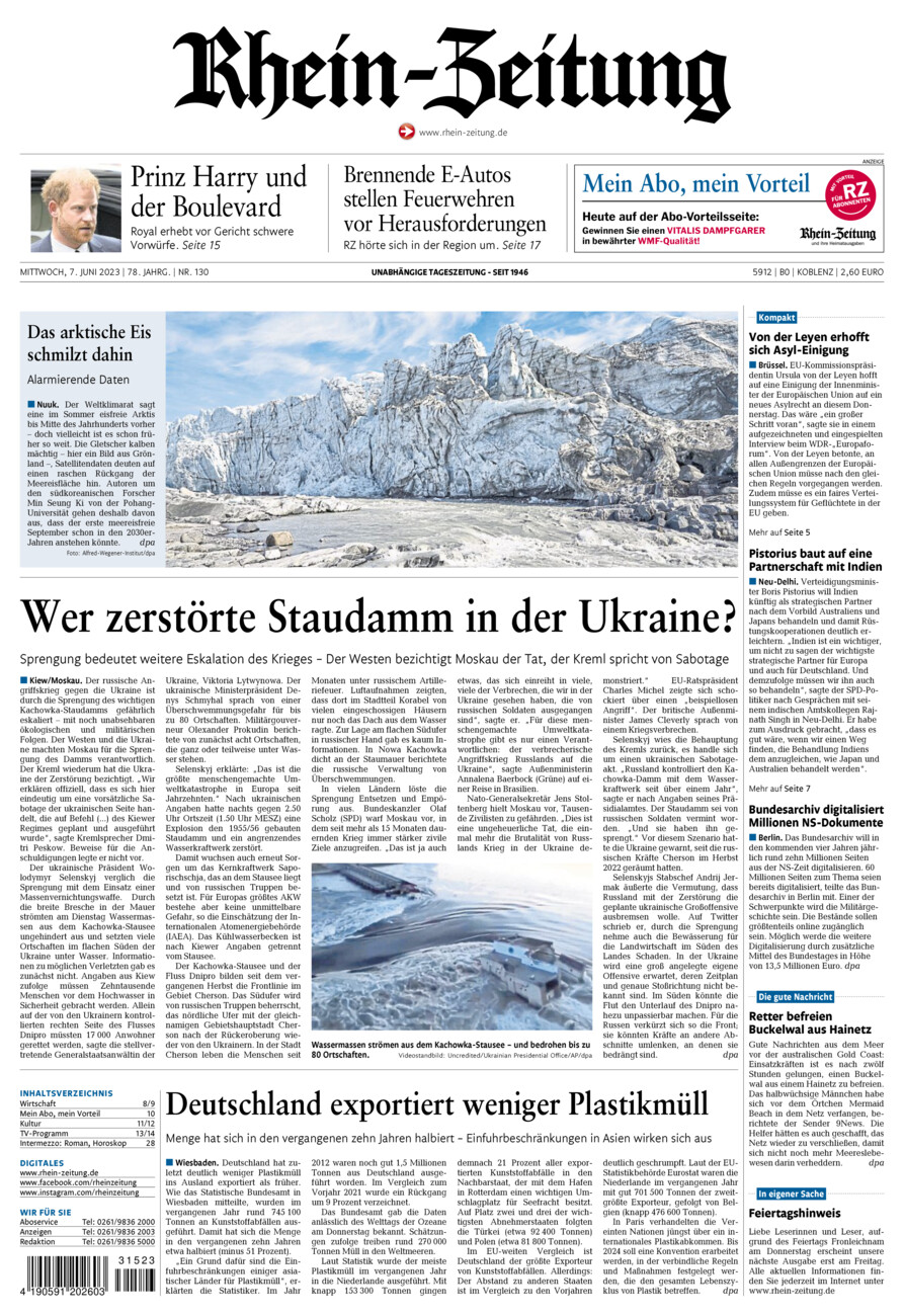 Rhein-Zeitung Koblenz & Region vom Mittwoch, 07.06.2023