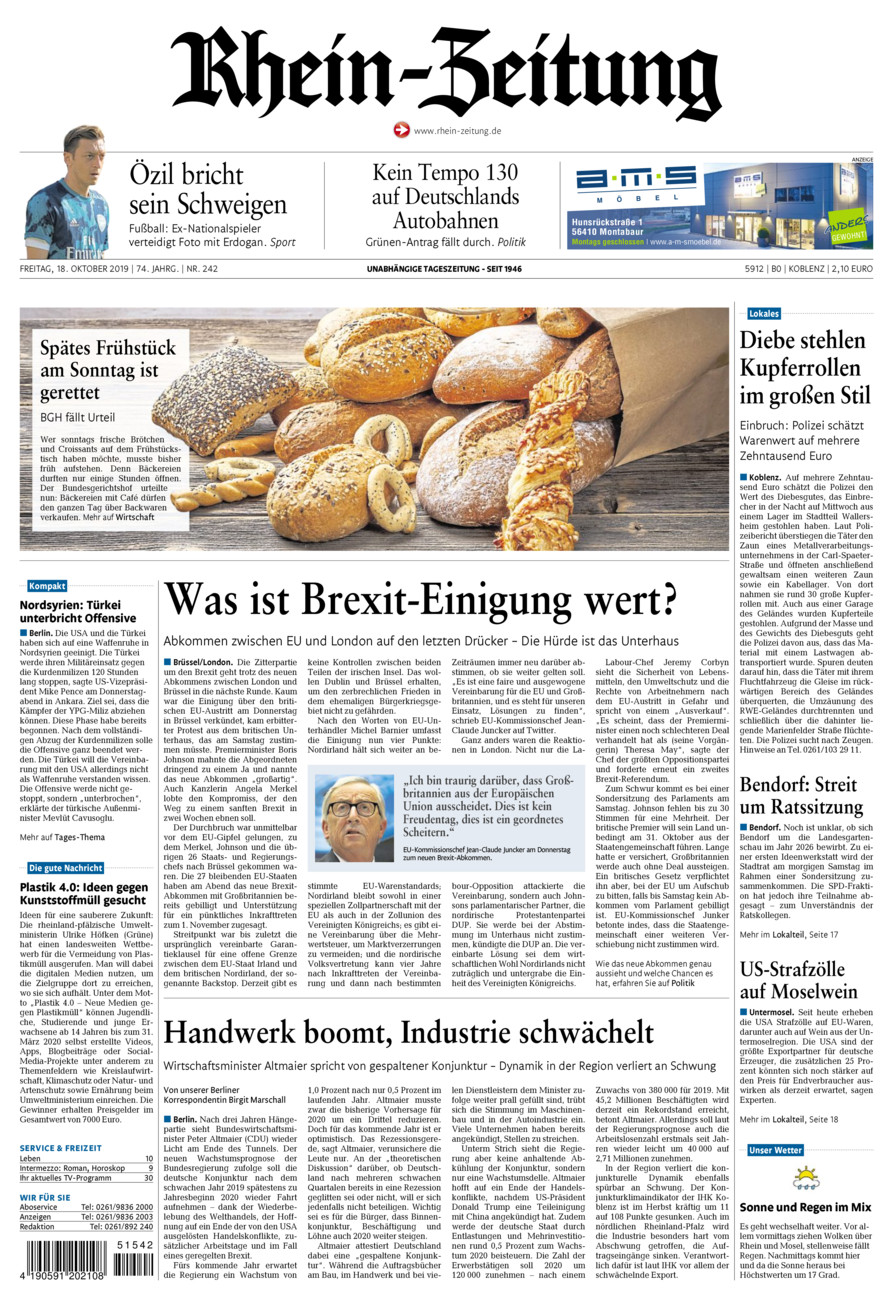 Rhein-Zeitung Koblenz & Region vom Freitag, 18.10.2019