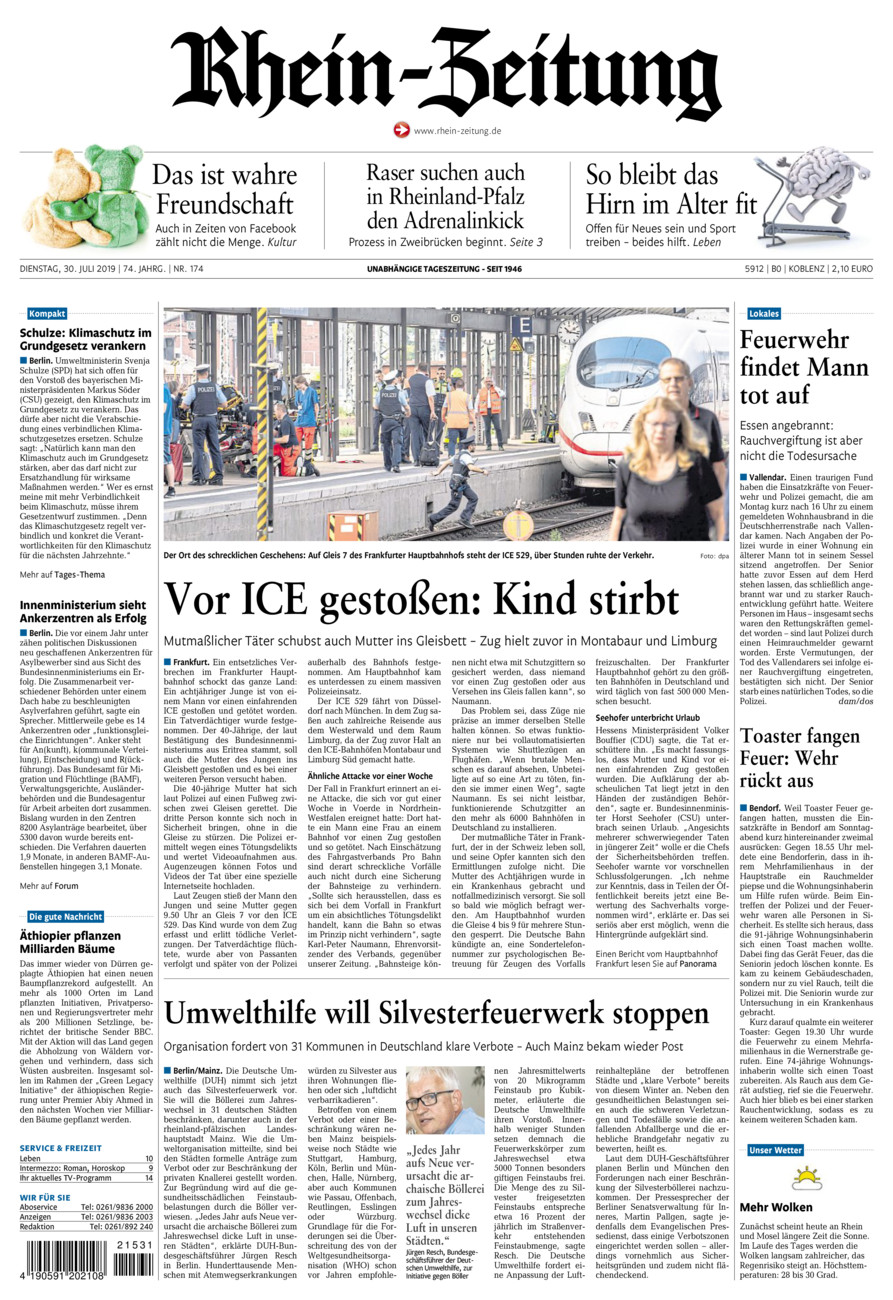 Rhein-Zeitung Koblenz & Region vom Dienstag, 30.07.2019