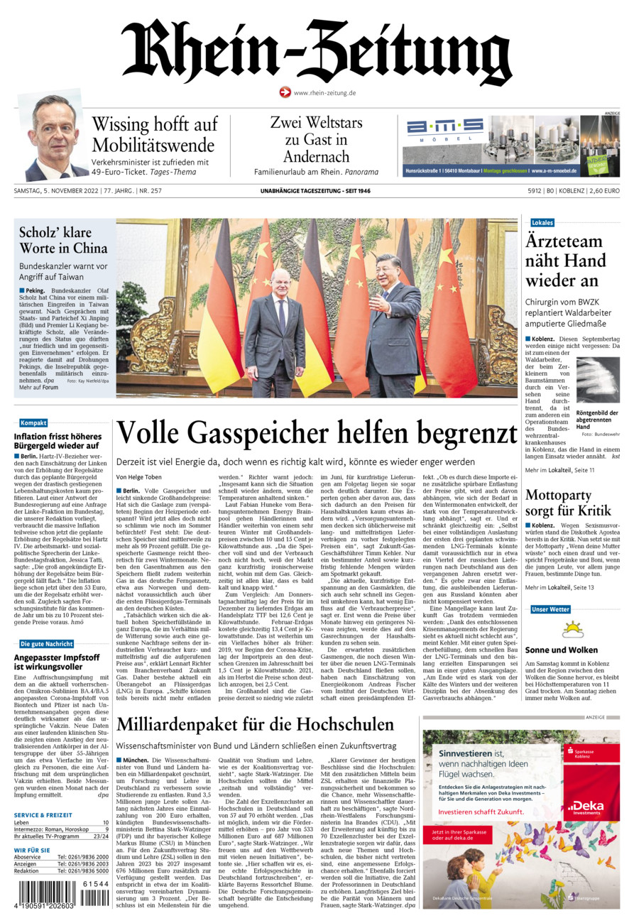 Rhein-Zeitung Koblenz & Region vom Samstag, 05.11.2022