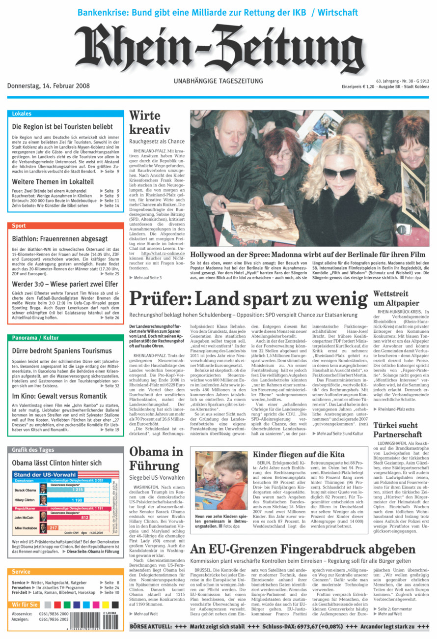 Rhein-Zeitung Koblenz & Region vom Donnerstag, 14.02.2008