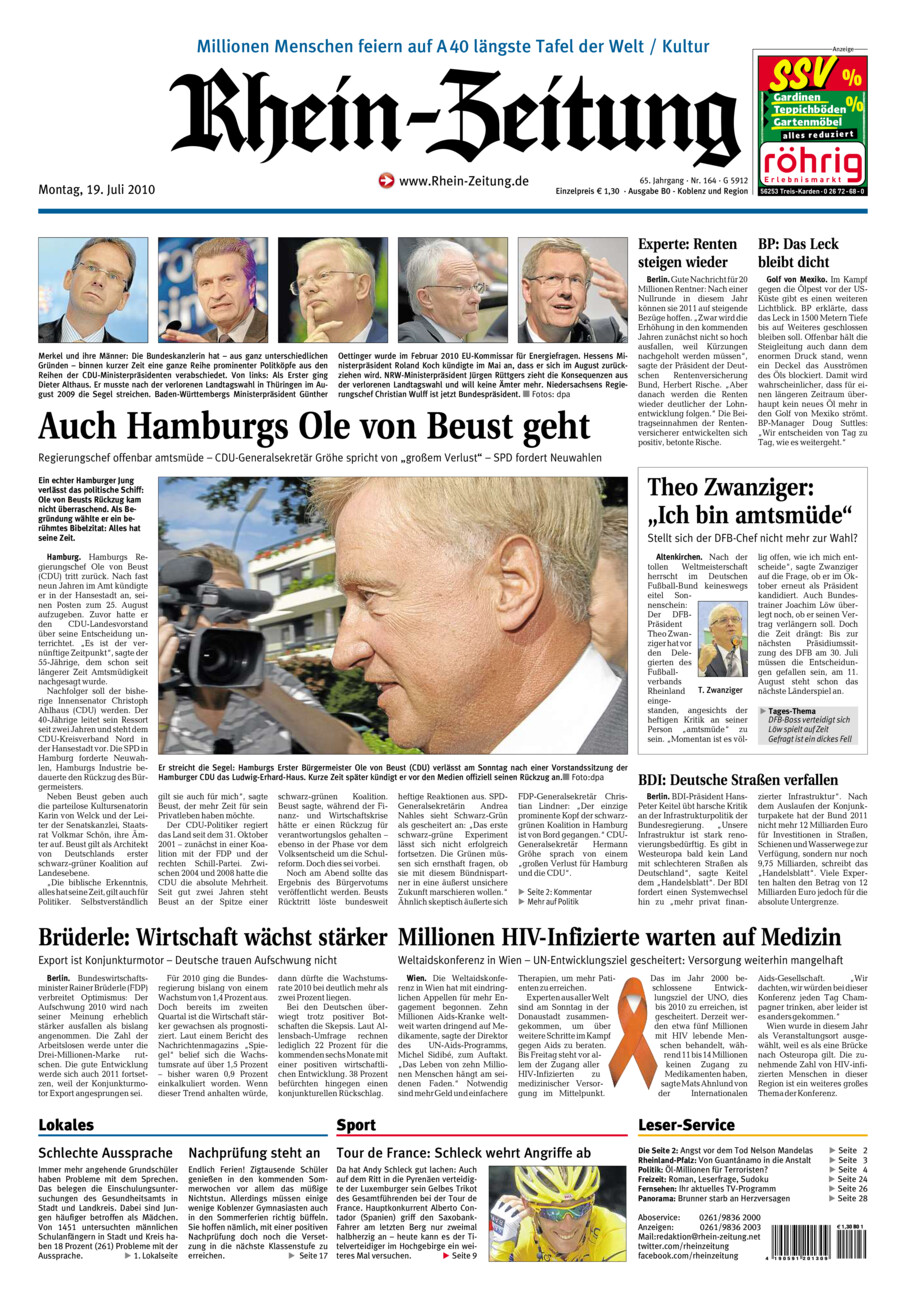 Rhein-Zeitung Koblenz & Region vom Montag, 19.07.2010