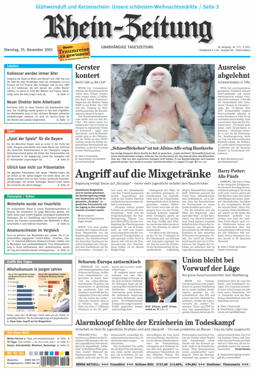 Rhein-Zeitung Koblenz & Region vom Dienstag, 25.11.2003