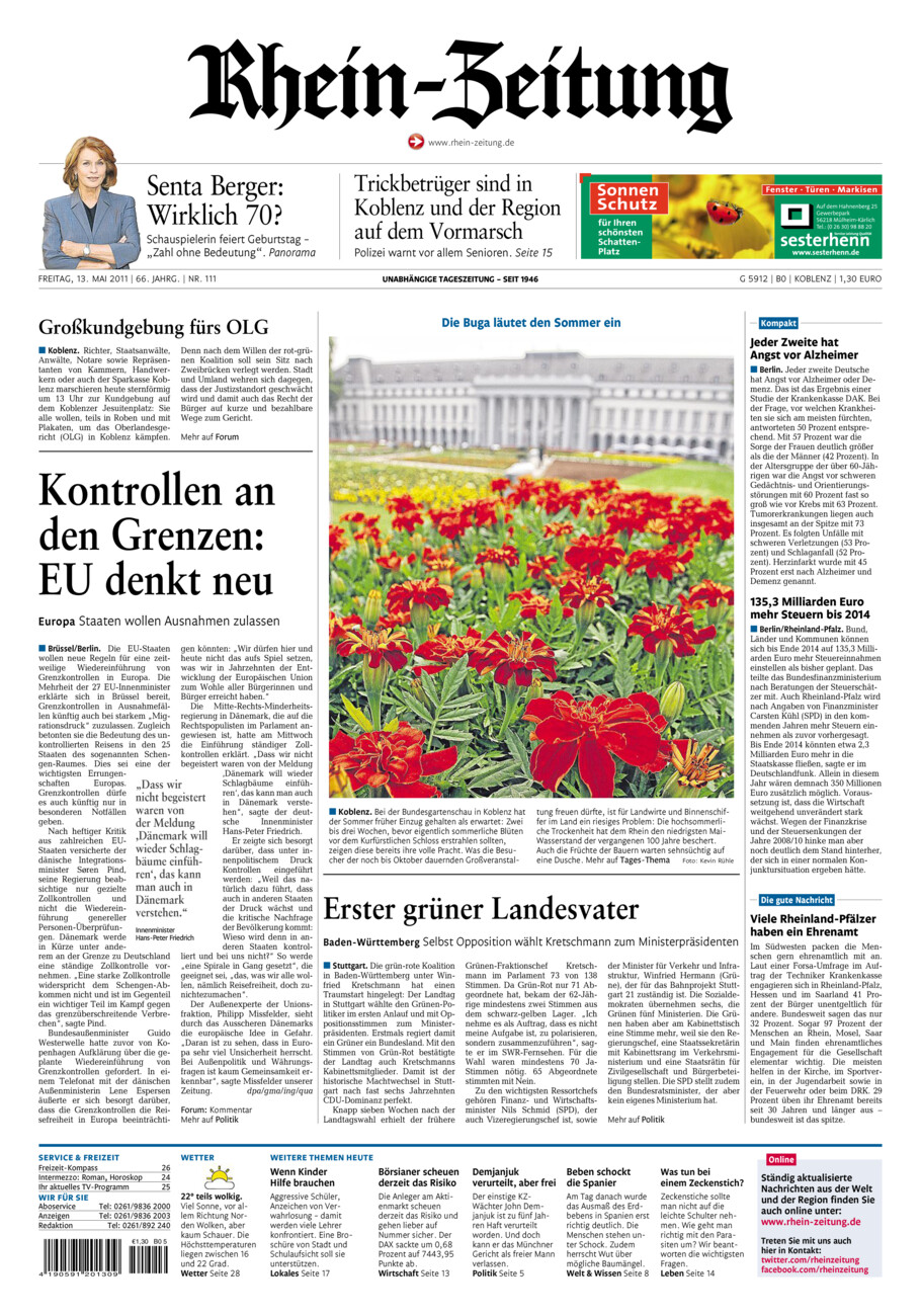Rhein-Zeitung Koblenz & Region vom Freitag, 13.05.2011