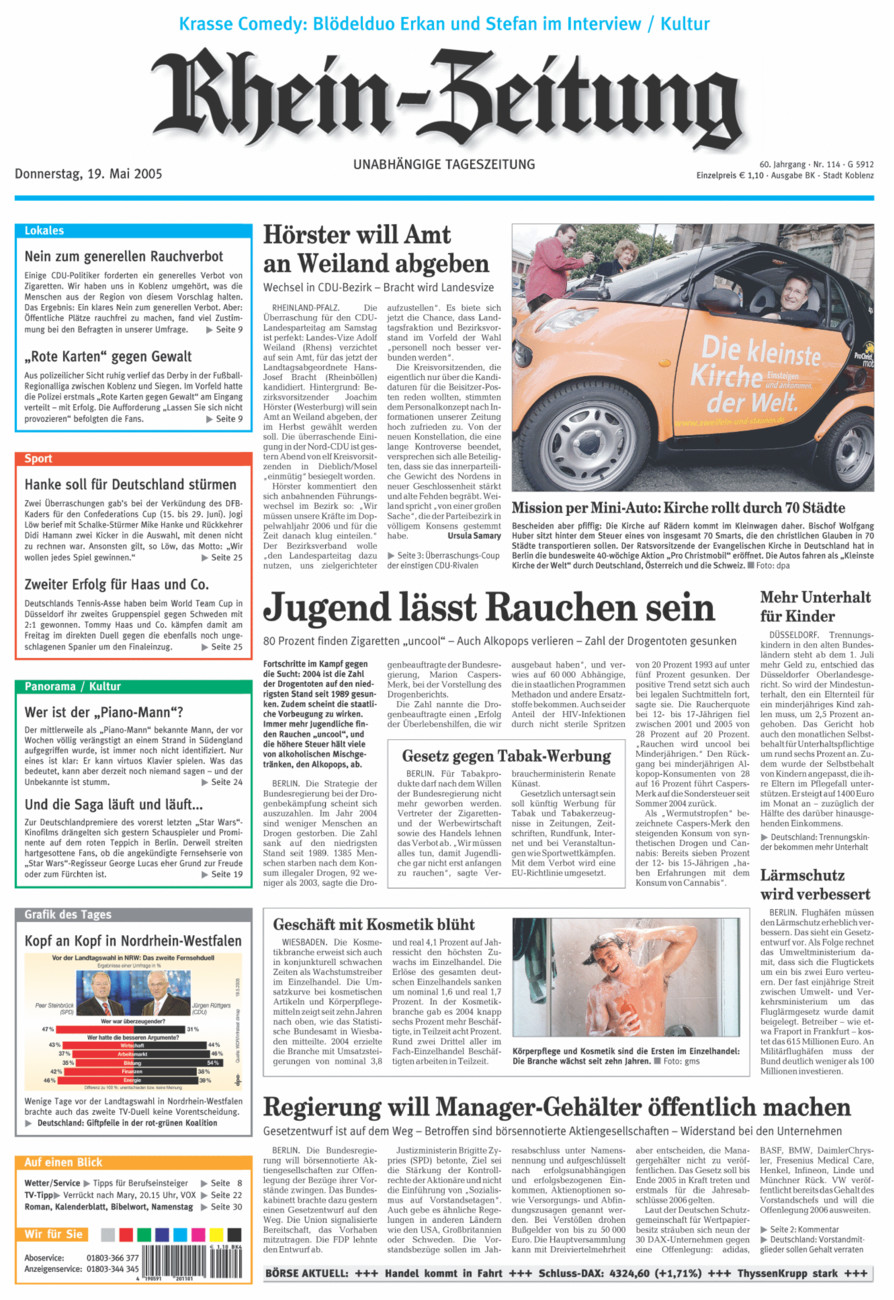 Rhein-Zeitung Koblenz & Region vom Donnerstag, 19.05.2005