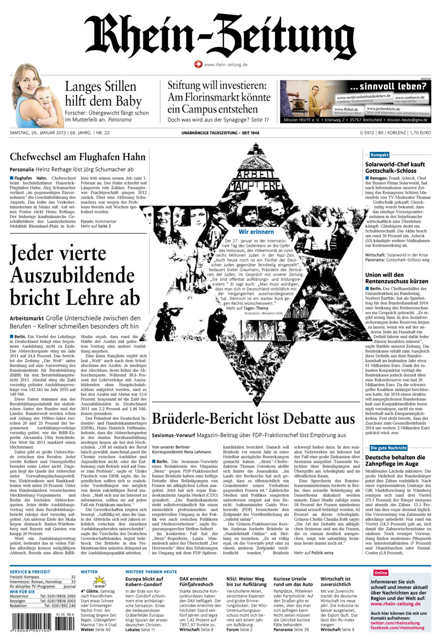 Rhein-Zeitung Koblenz & Region vom Samstag, 26.01.2013