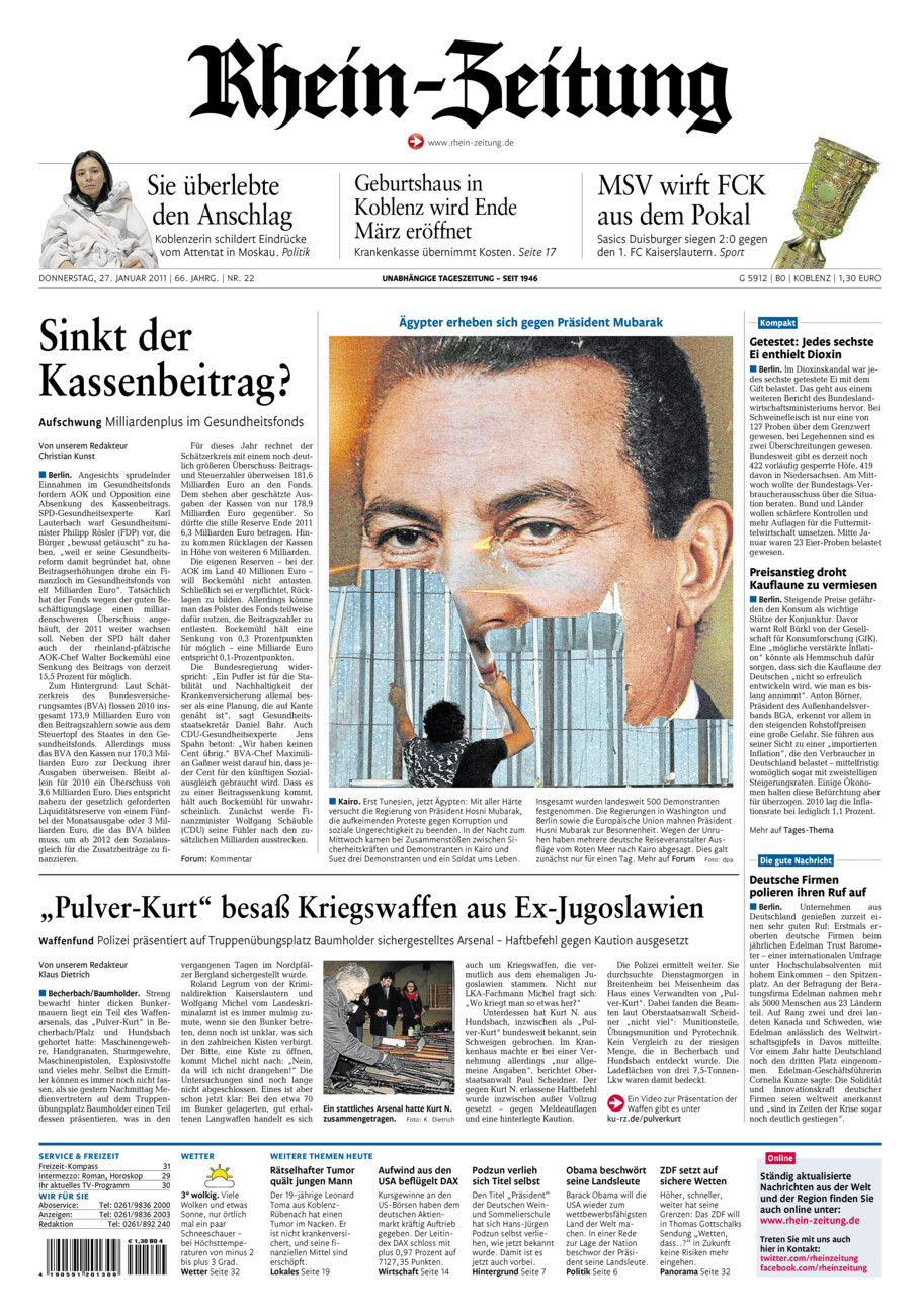 Rhein-Zeitung Koblenz & Region vom Donnerstag, 27.01.2011