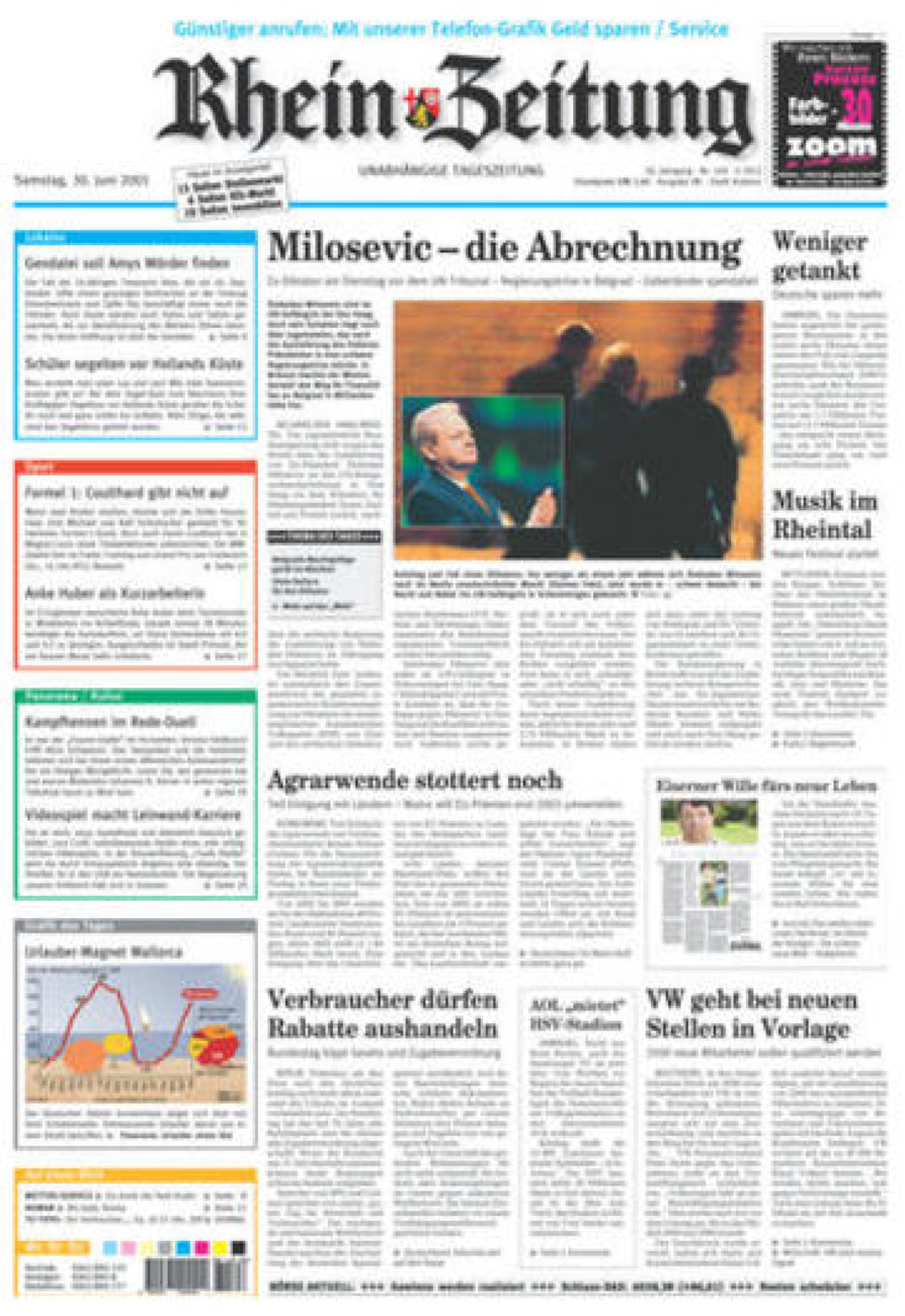 Rhein-Zeitung Koblenz & Region vom Samstag, 30.06.2001