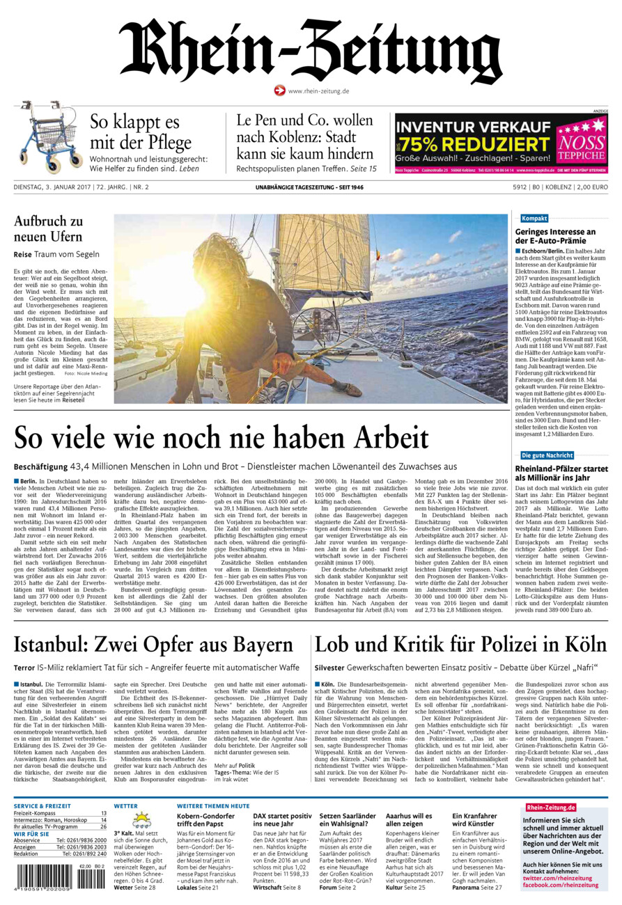 Rhein-Zeitung Koblenz & Region vom Dienstag, 03.01.2017