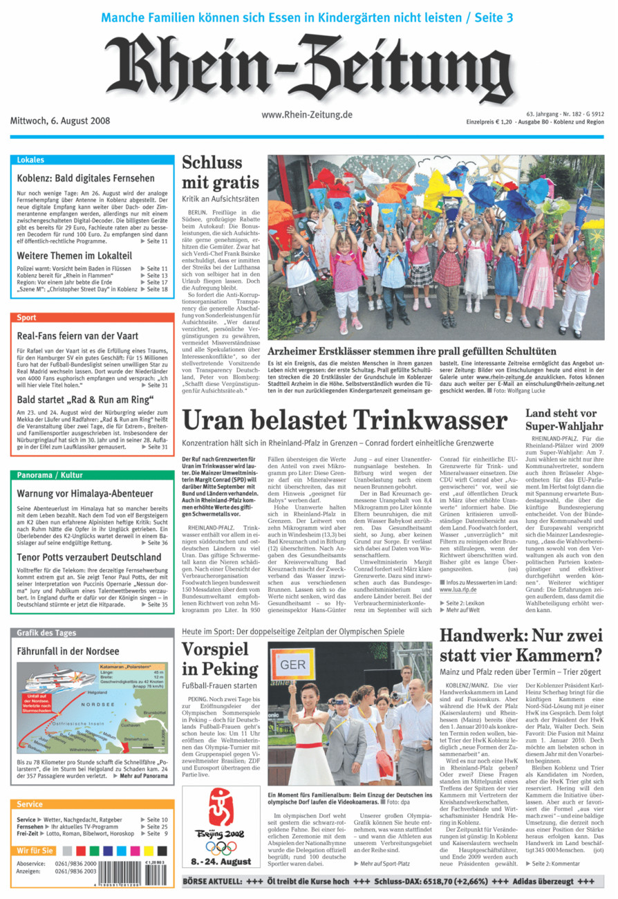 Rhein-Zeitung Koblenz & Region vom Mittwoch, 06.08.2008