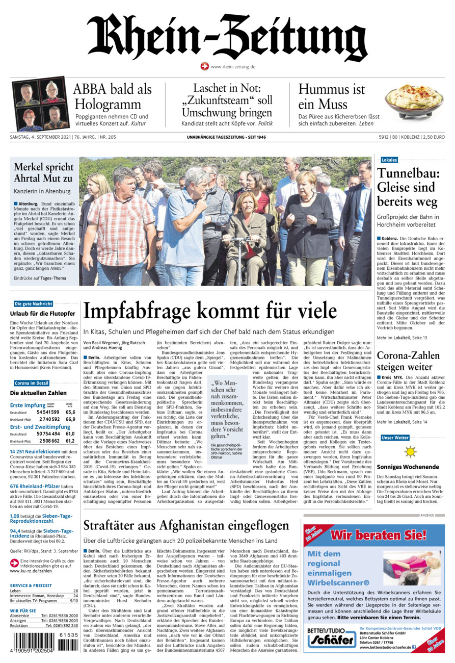 Rhein-Zeitung Koblenz & Region vom Samstag, 04.09.2021