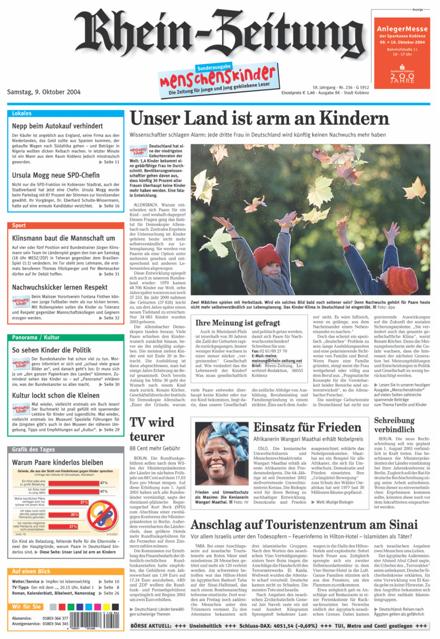 Rhein-Zeitung Koblenz & Region vom Samstag, 09.10.2004