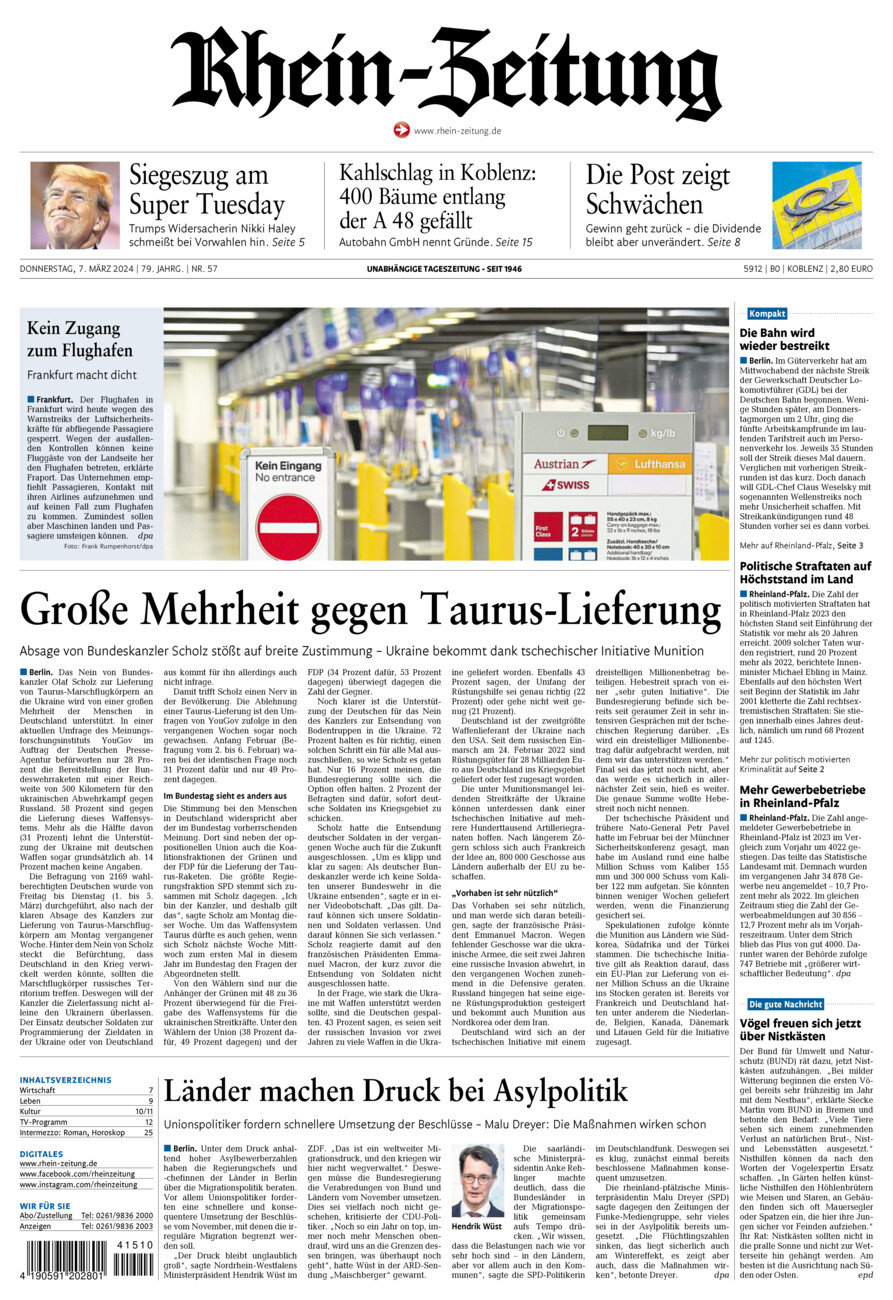 Rhein-Zeitung Koblenz & Region vom Donnerstag, 07.03.2024