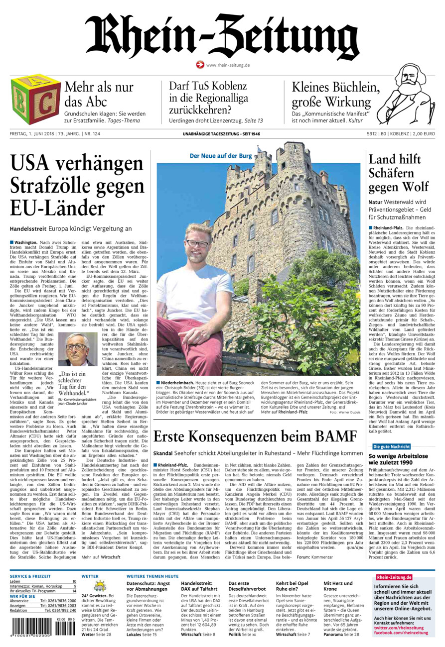 Rhein-Zeitung Koblenz & Region vom Freitag, 01.06.2018