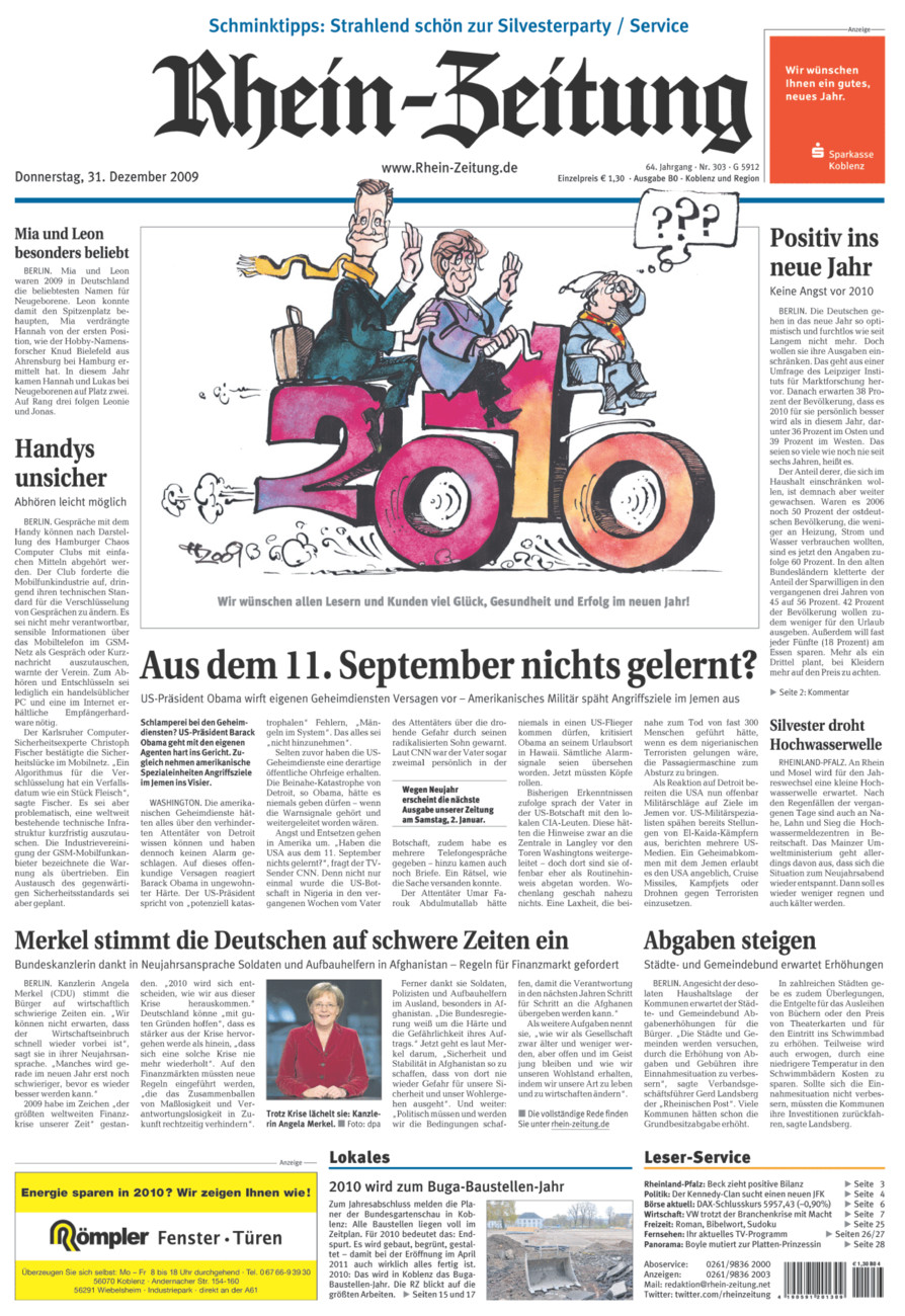Rhein-Zeitung Koblenz & Region vom Donnerstag, 31.12.2009