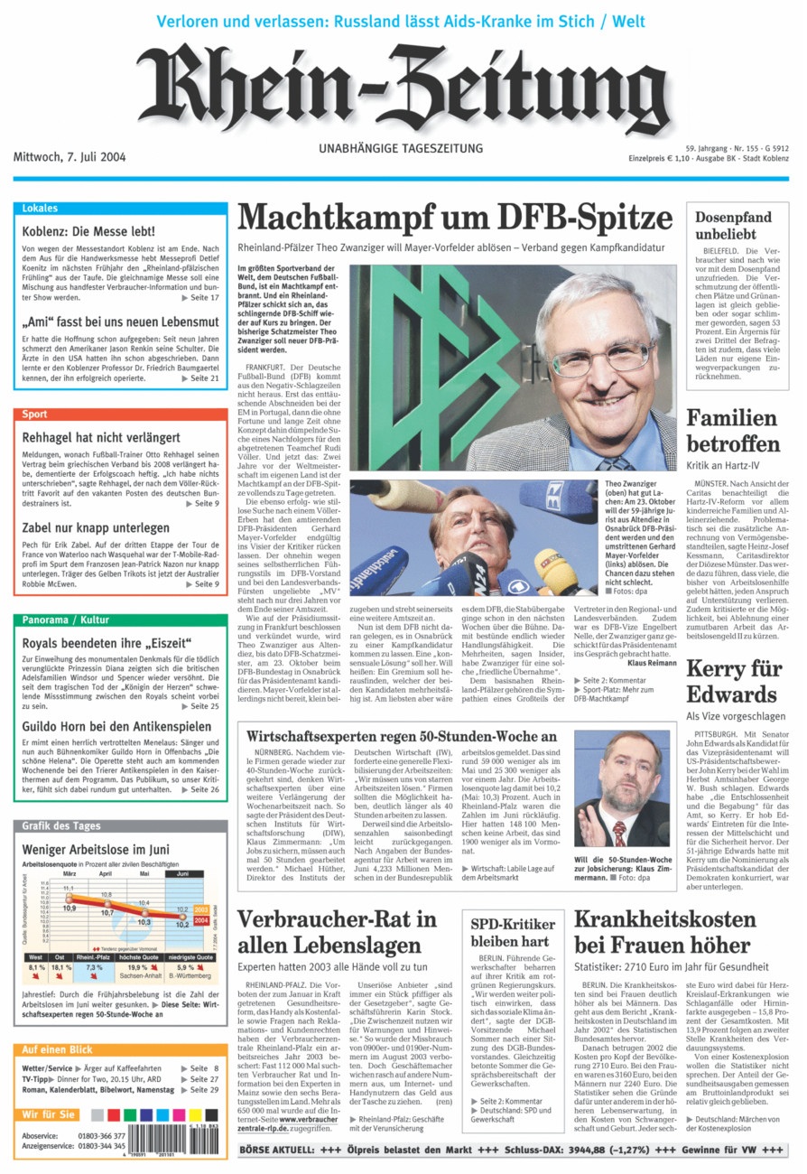 Rhein-Zeitung Koblenz & Region vom Mittwoch, 07.07.2004