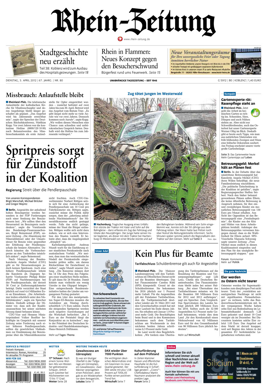 Rhein-Zeitung Koblenz & Region vom Dienstag, 03.04.2012