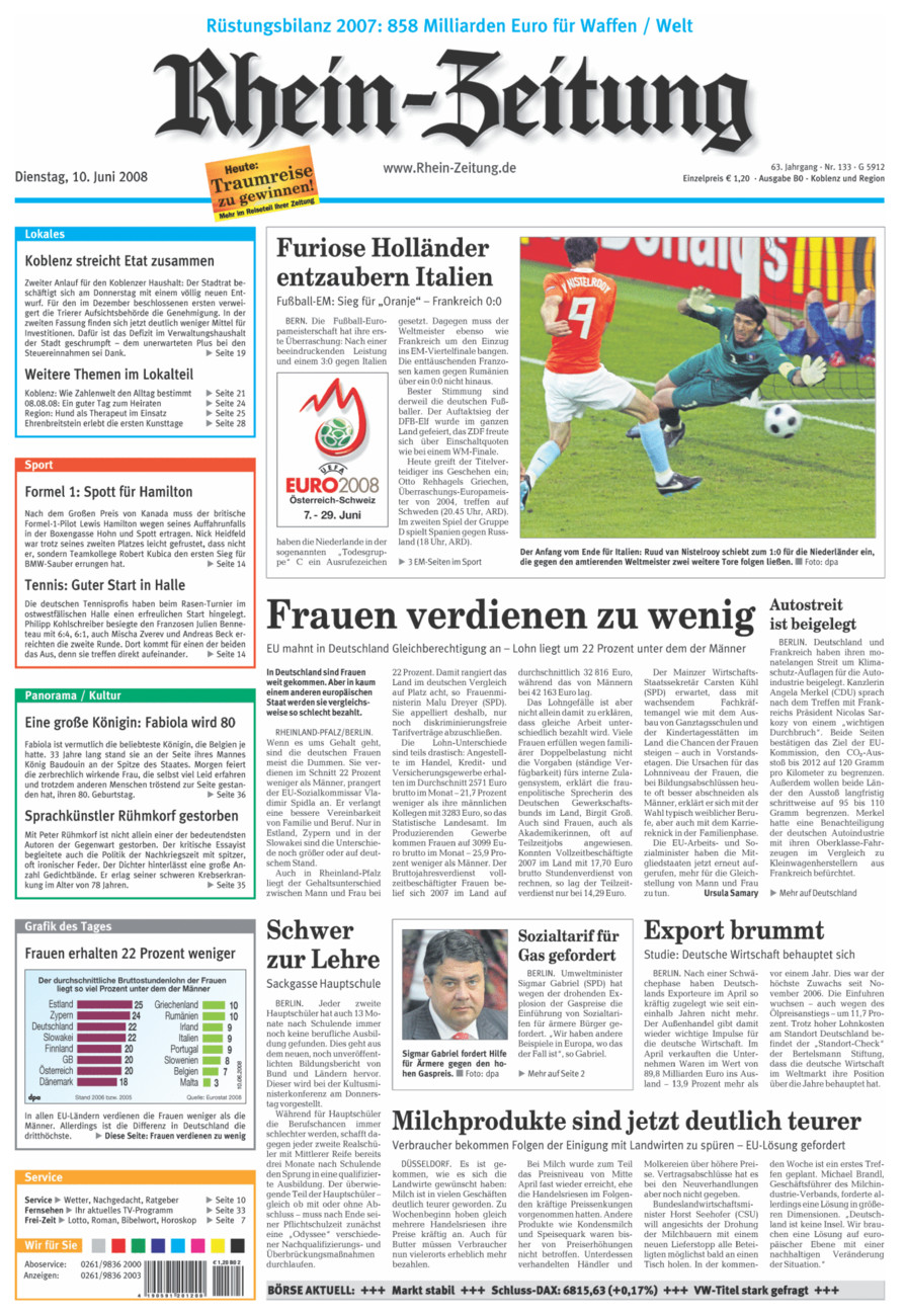 Rhein-Zeitung Koblenz & Region vom Dienstag, 10.06.2008