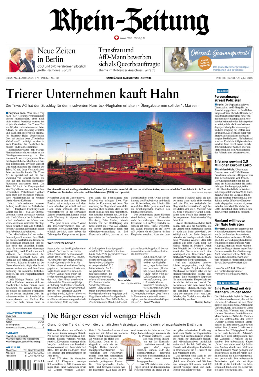 Rhein-Zeitung Koblenz & Region vom Dienstag, 04.04.2023