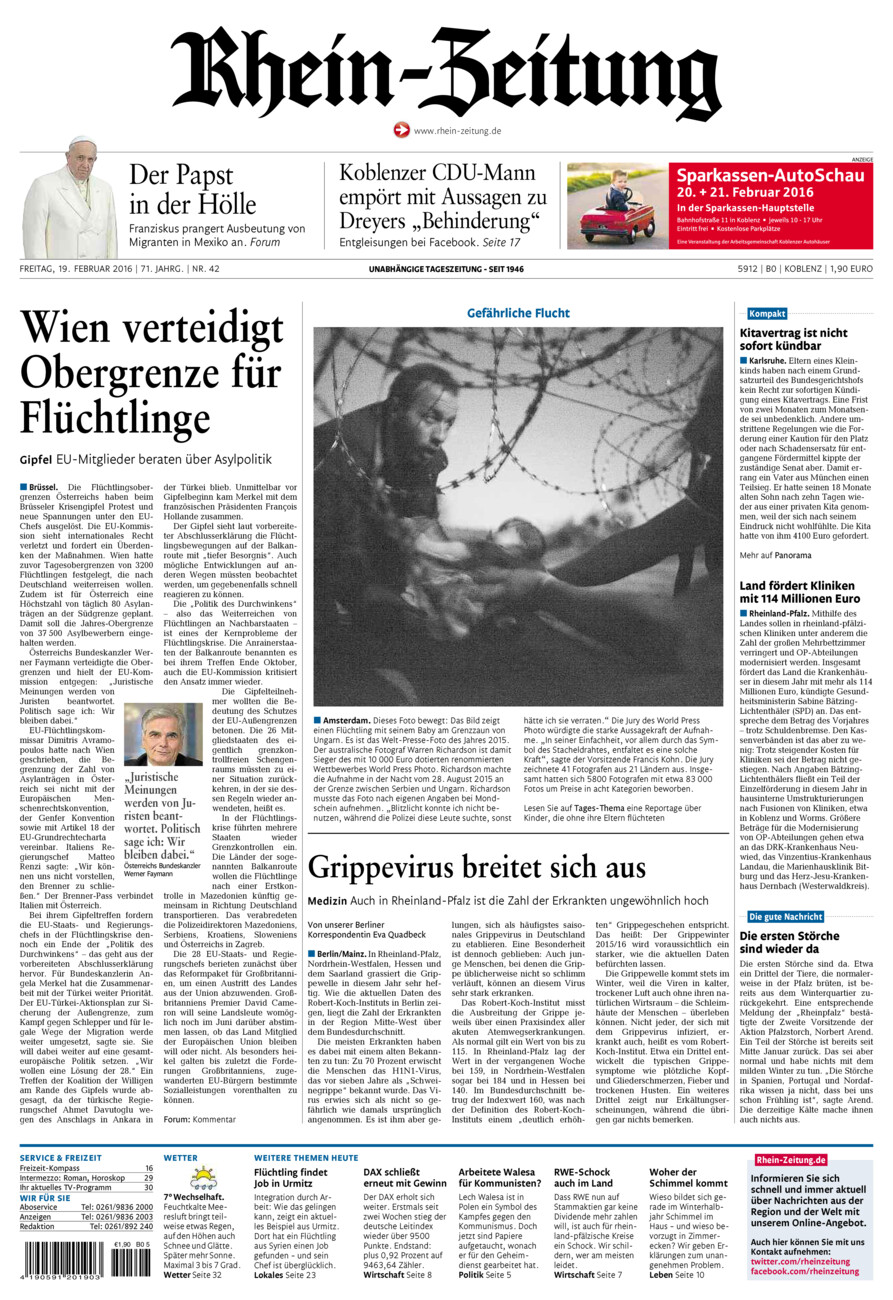 Rhein-Zeitung Koblenz & Region vom Freitag, 19.02.2016