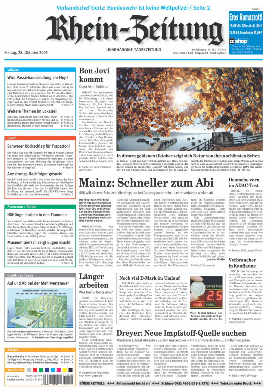 Rhein-Zeitung Koblenz & Region vom Freitag, 28.10.2005