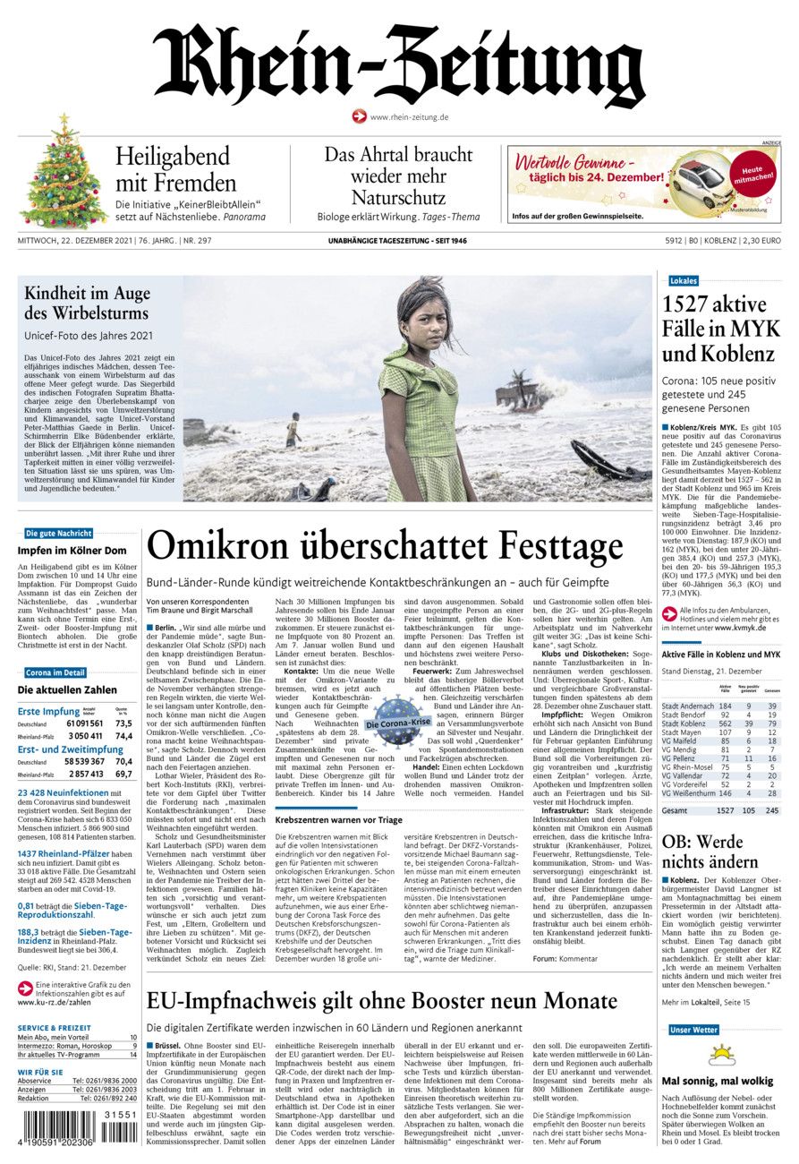 Rhein-Zeitung Koblenz & Region vom Mittwoch, 22.12.2021