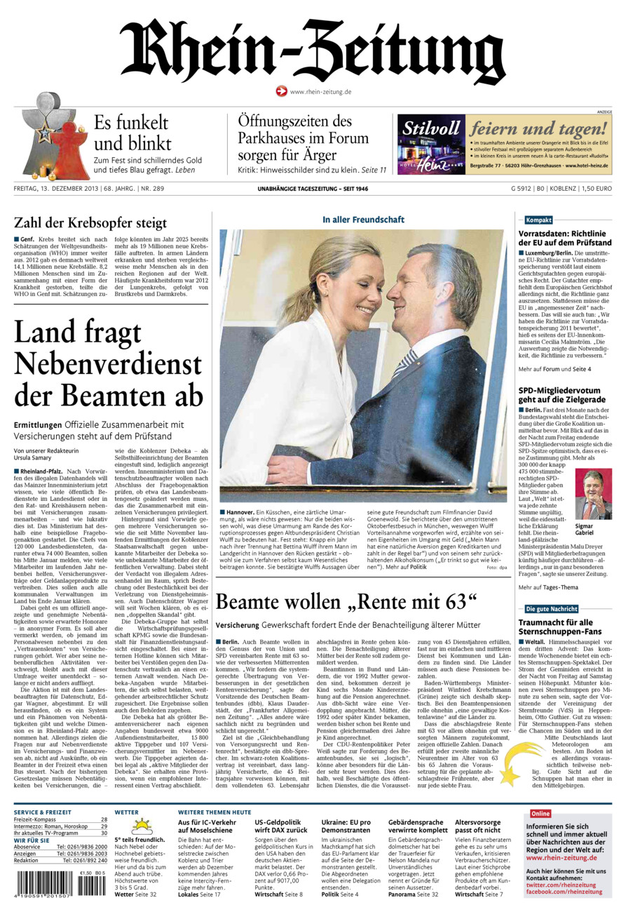 Rhein-Zeitung Koblenz & Region vom Freitag, 13.12.2013