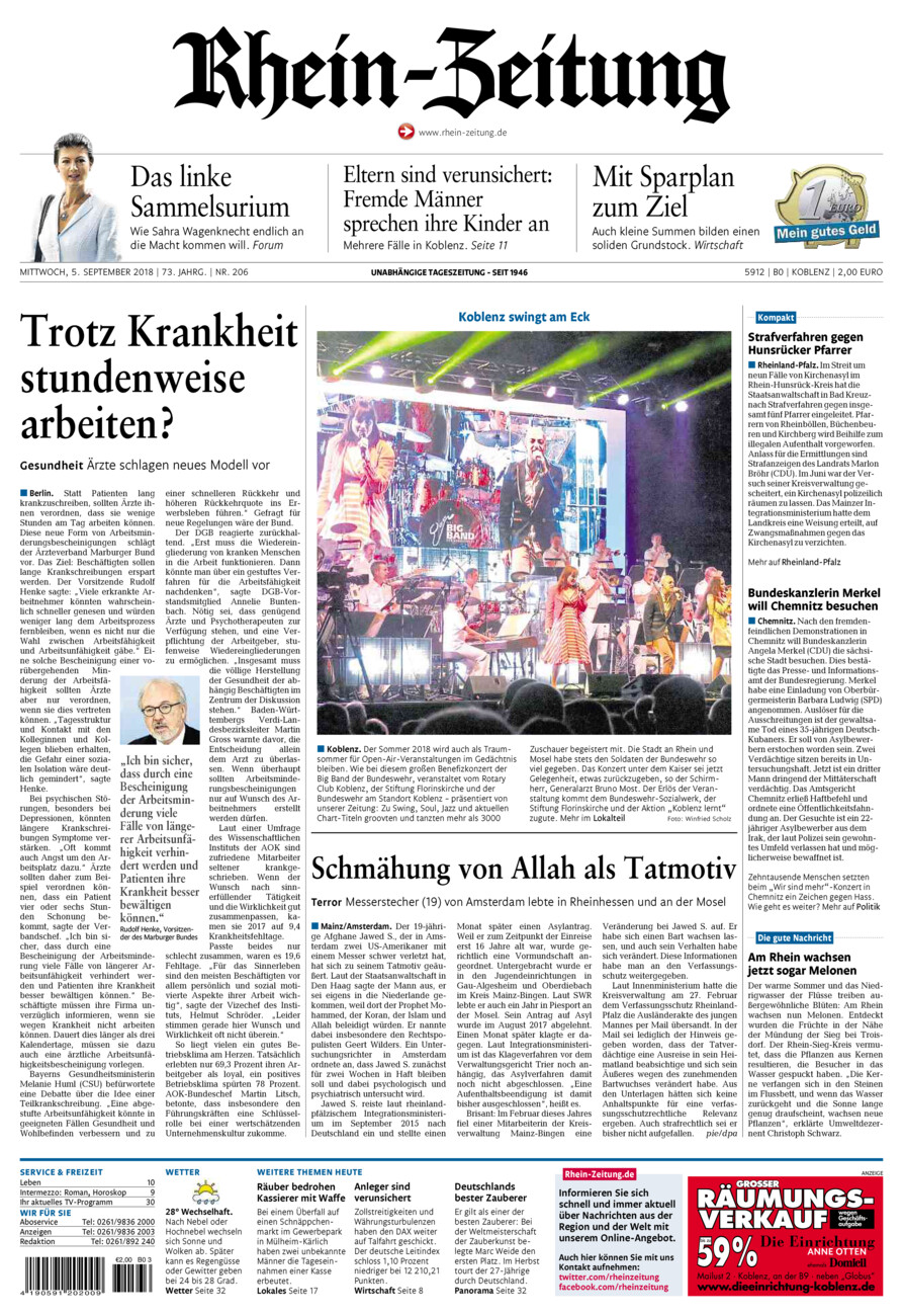 Rhein-Zeitung Koblenz & Region vom Mittwoch, 05.09.2018